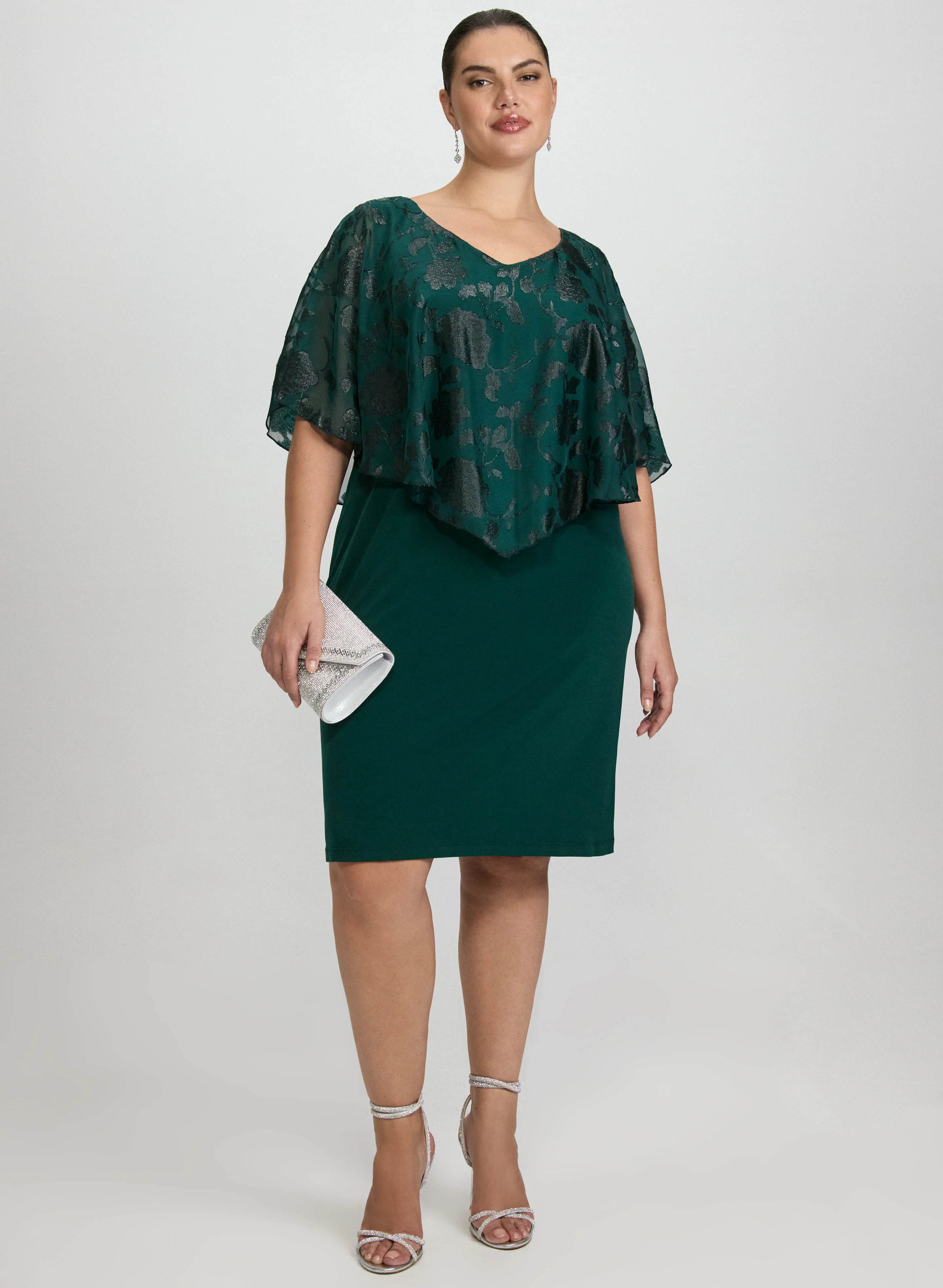 Floral Capelet Overlay Dress