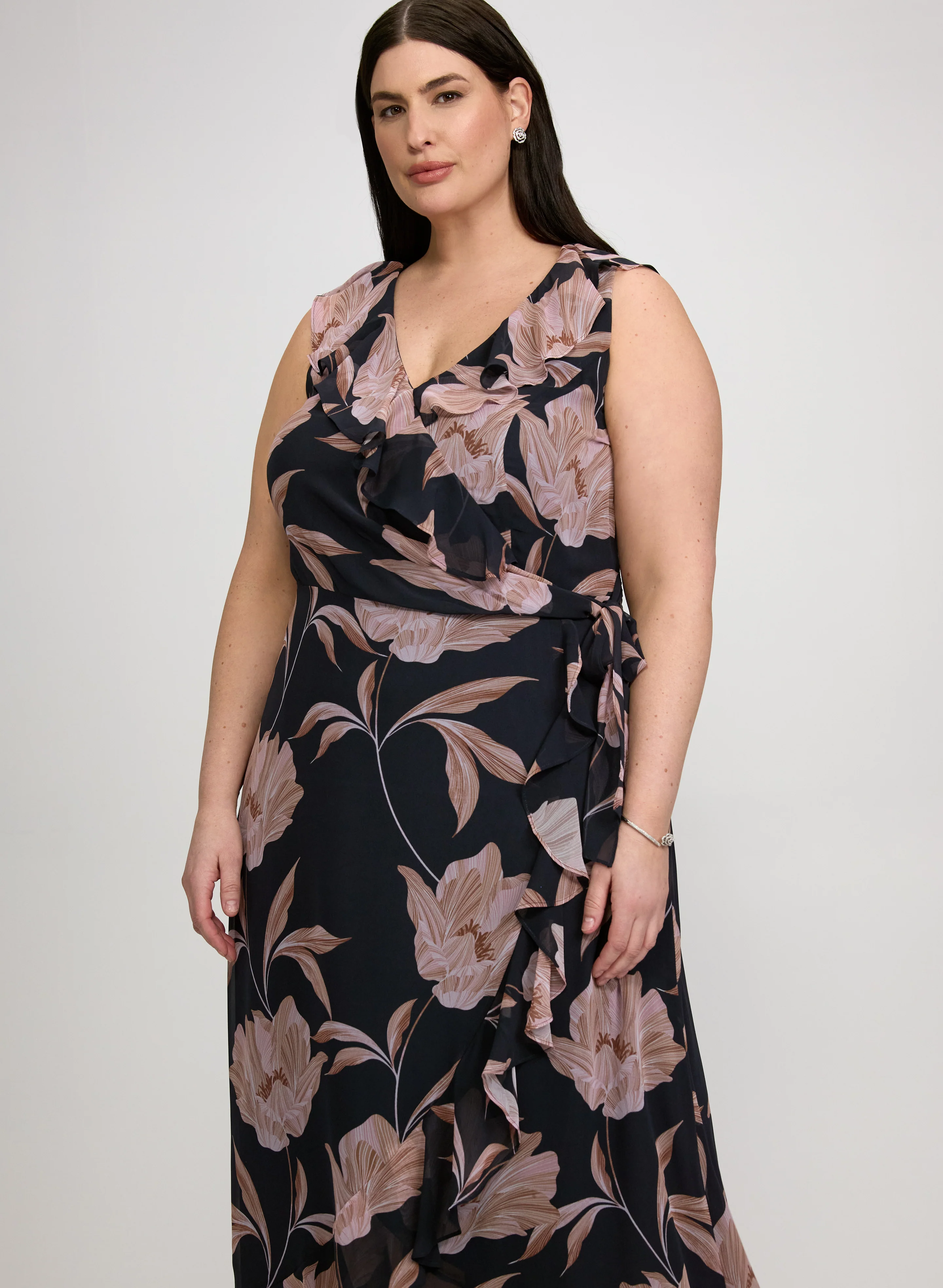 Floral Chiffon Midi Dress - Image 5
