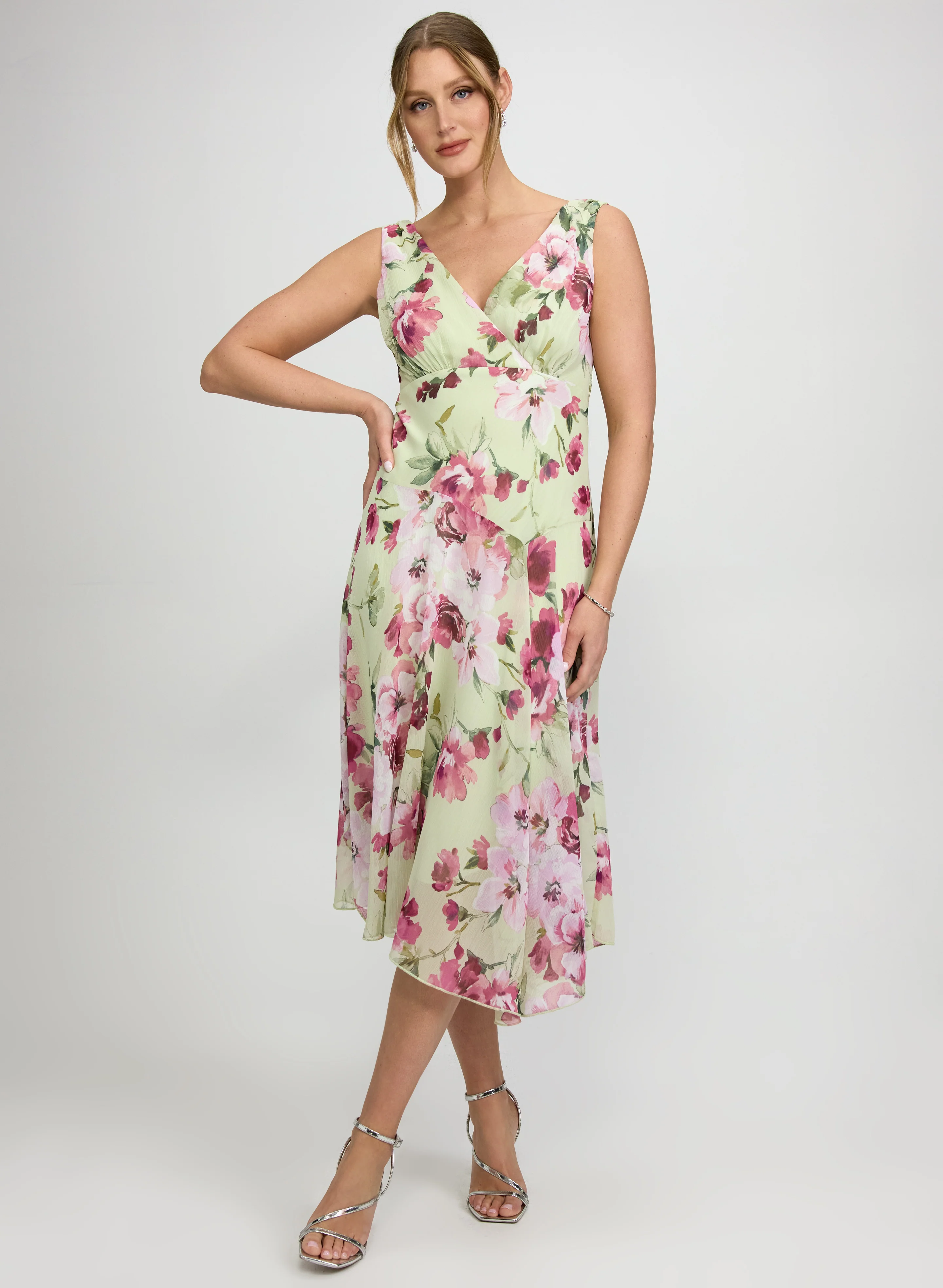 Floral Chiffon Midi Dress