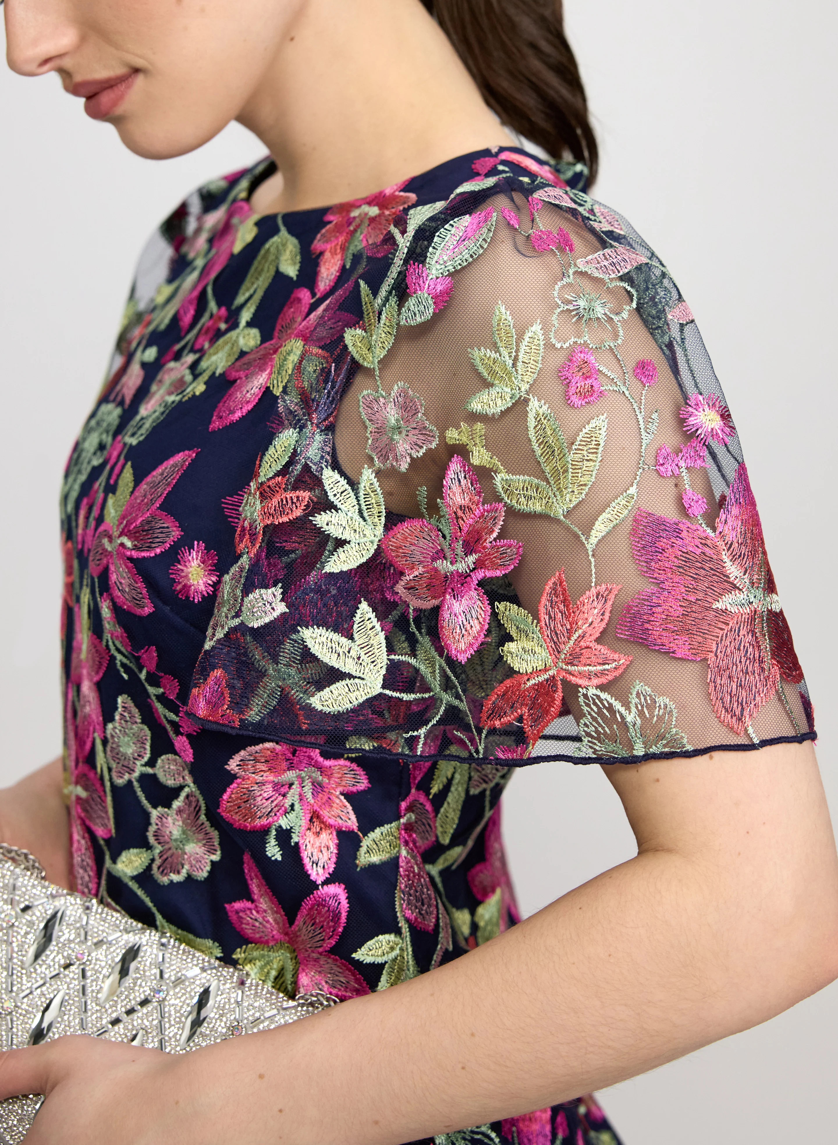 Floral Embroidered Mesh Dress - Image 5
