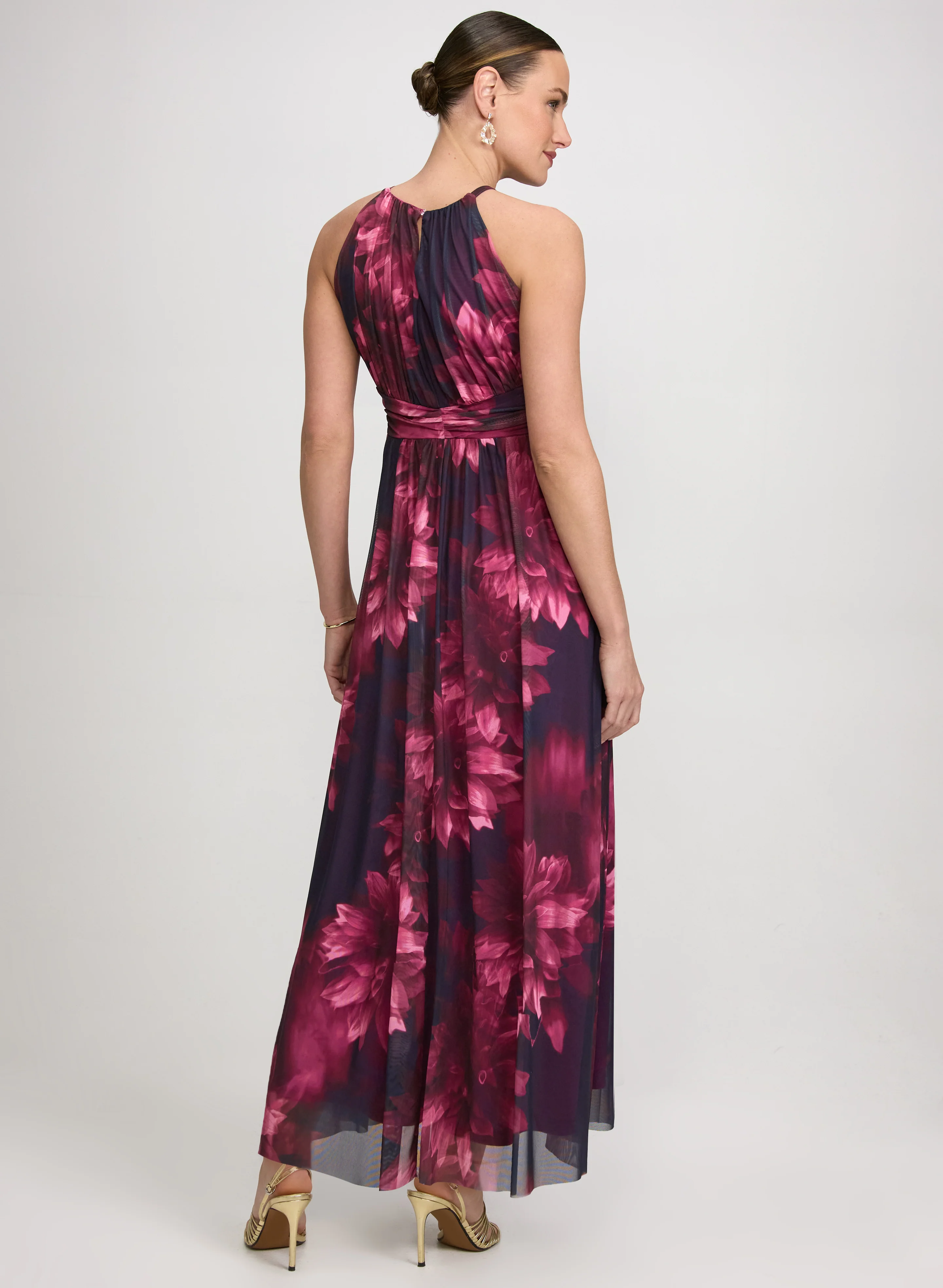 Floral Gathered Halter Dress - Image 5