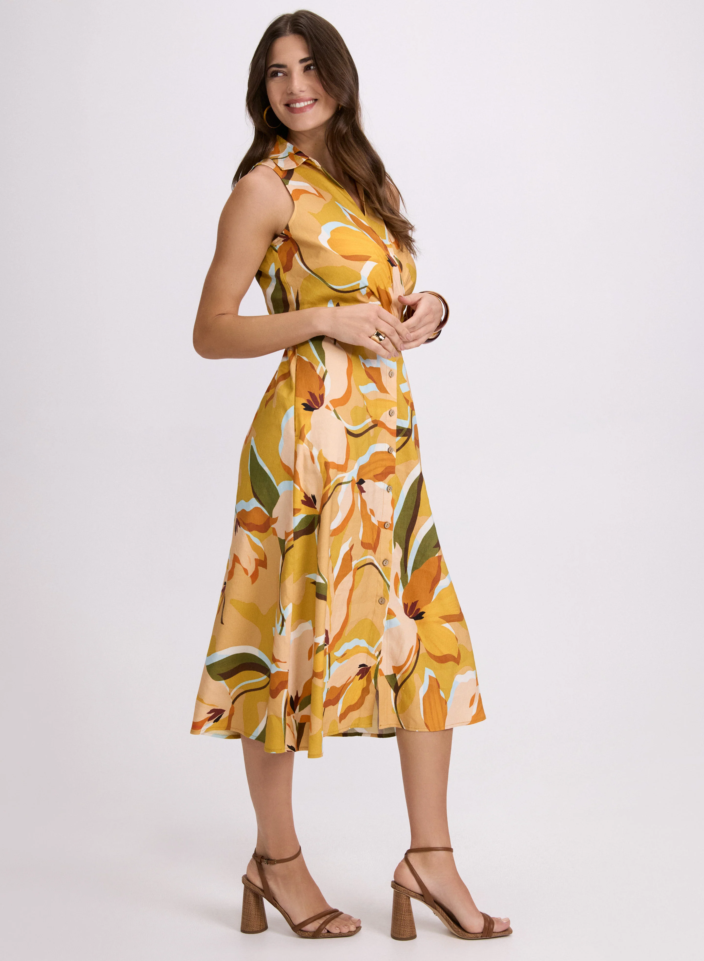 Floral Linen-Blend Dress - Image 2