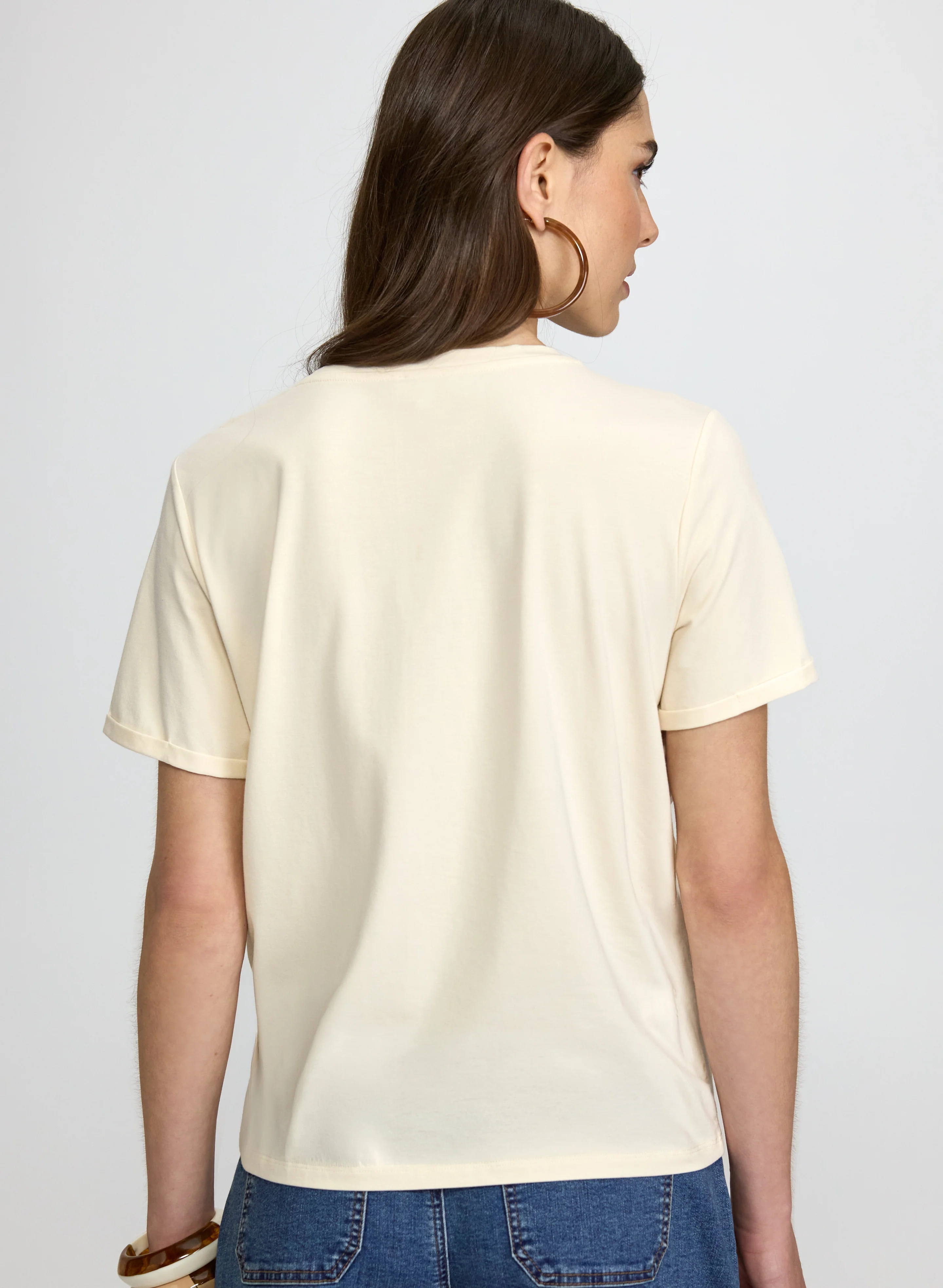 Floral Macrame Applique T-Shirt - Image 3