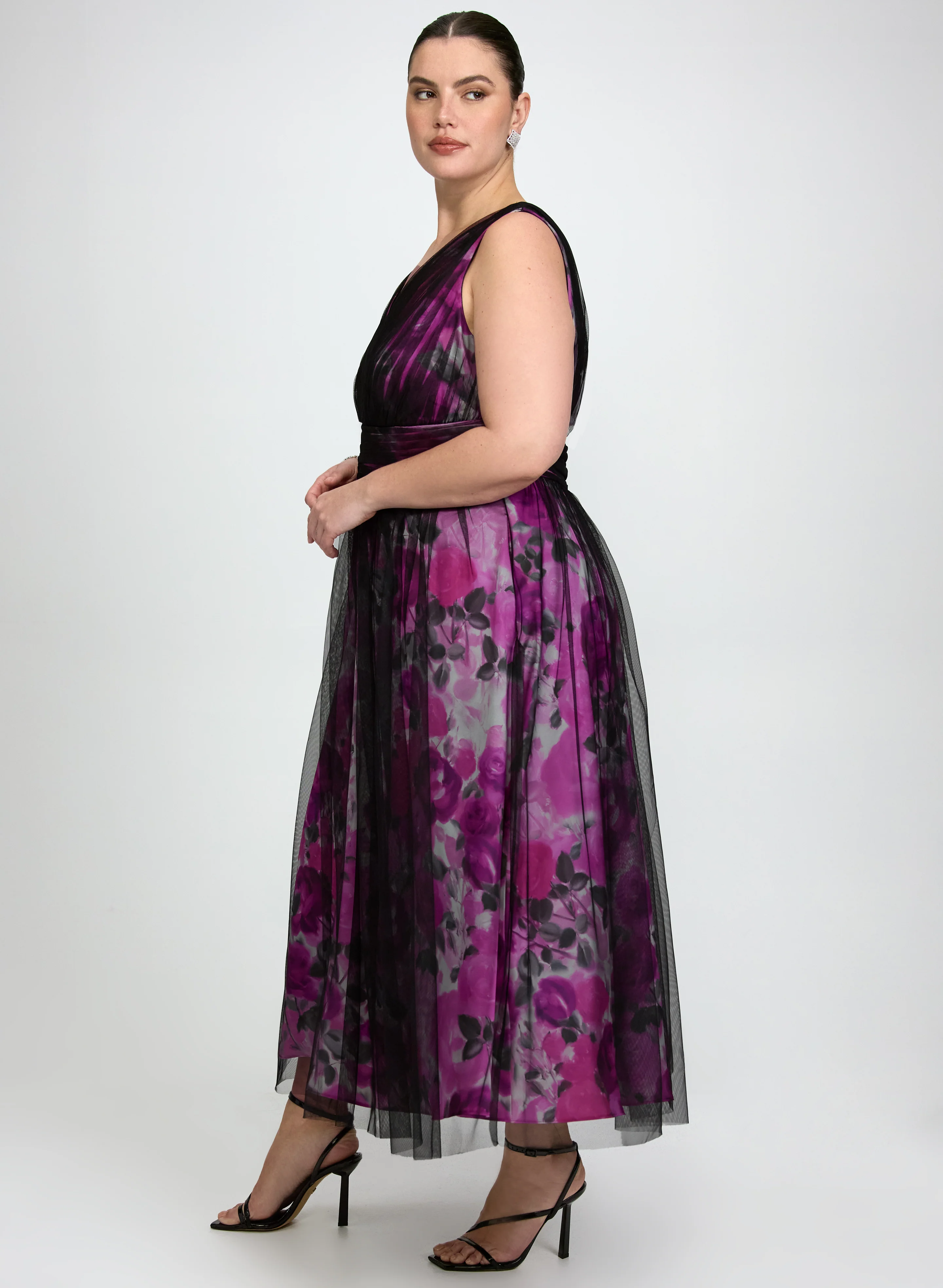 Floral & Mesh Overlay Dress - Image 4