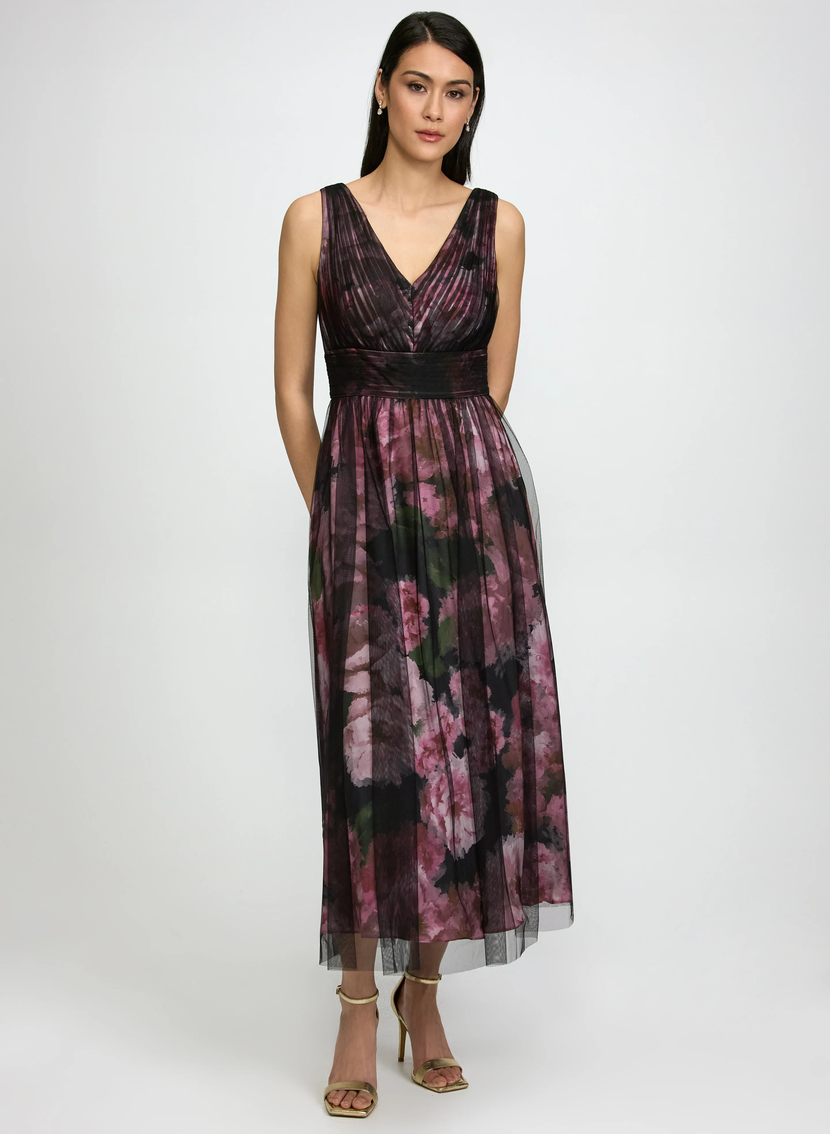 Floral Mesh Overlay Dress
