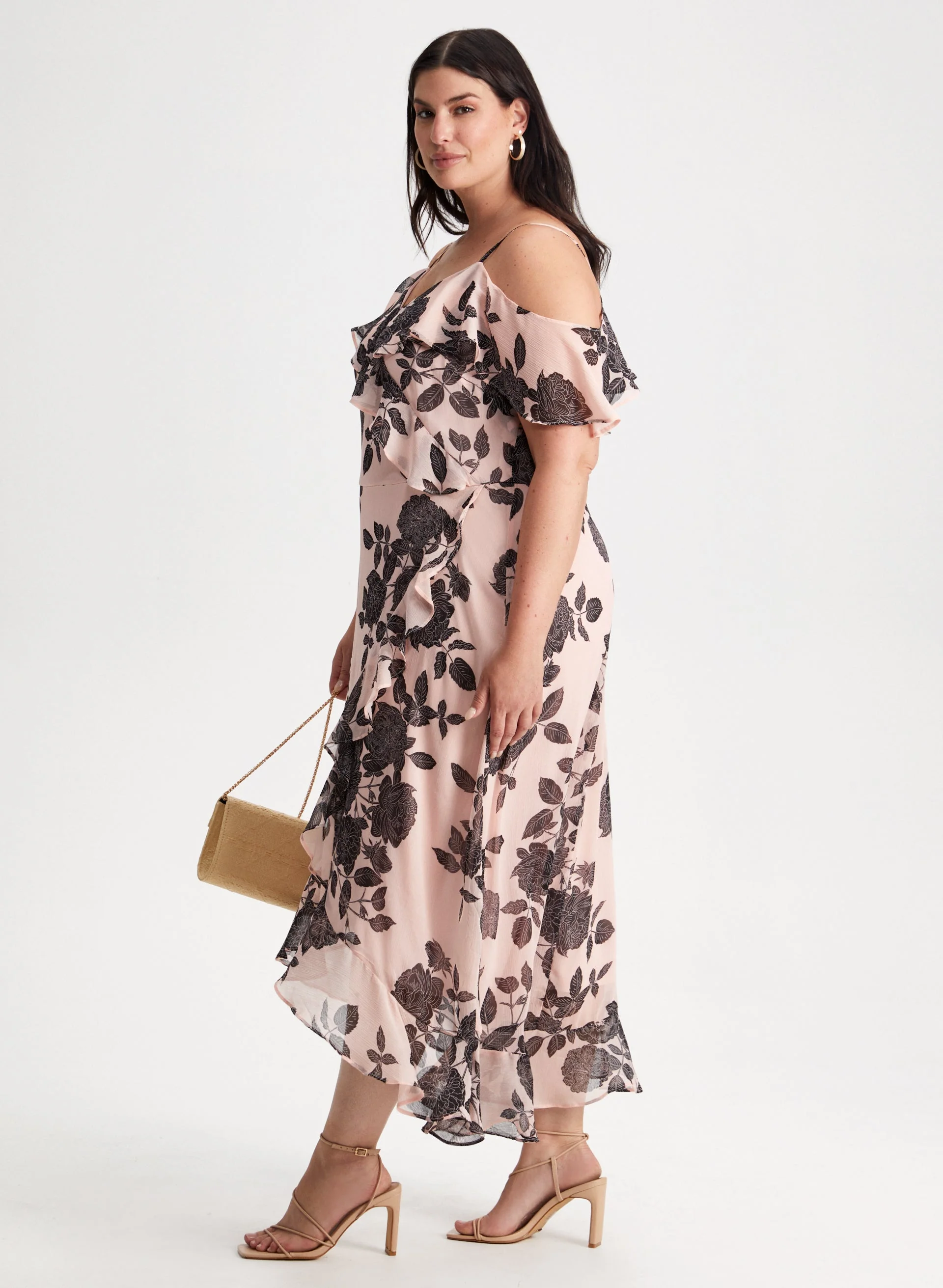 Floral Motif V-Neck Dress - Image 3