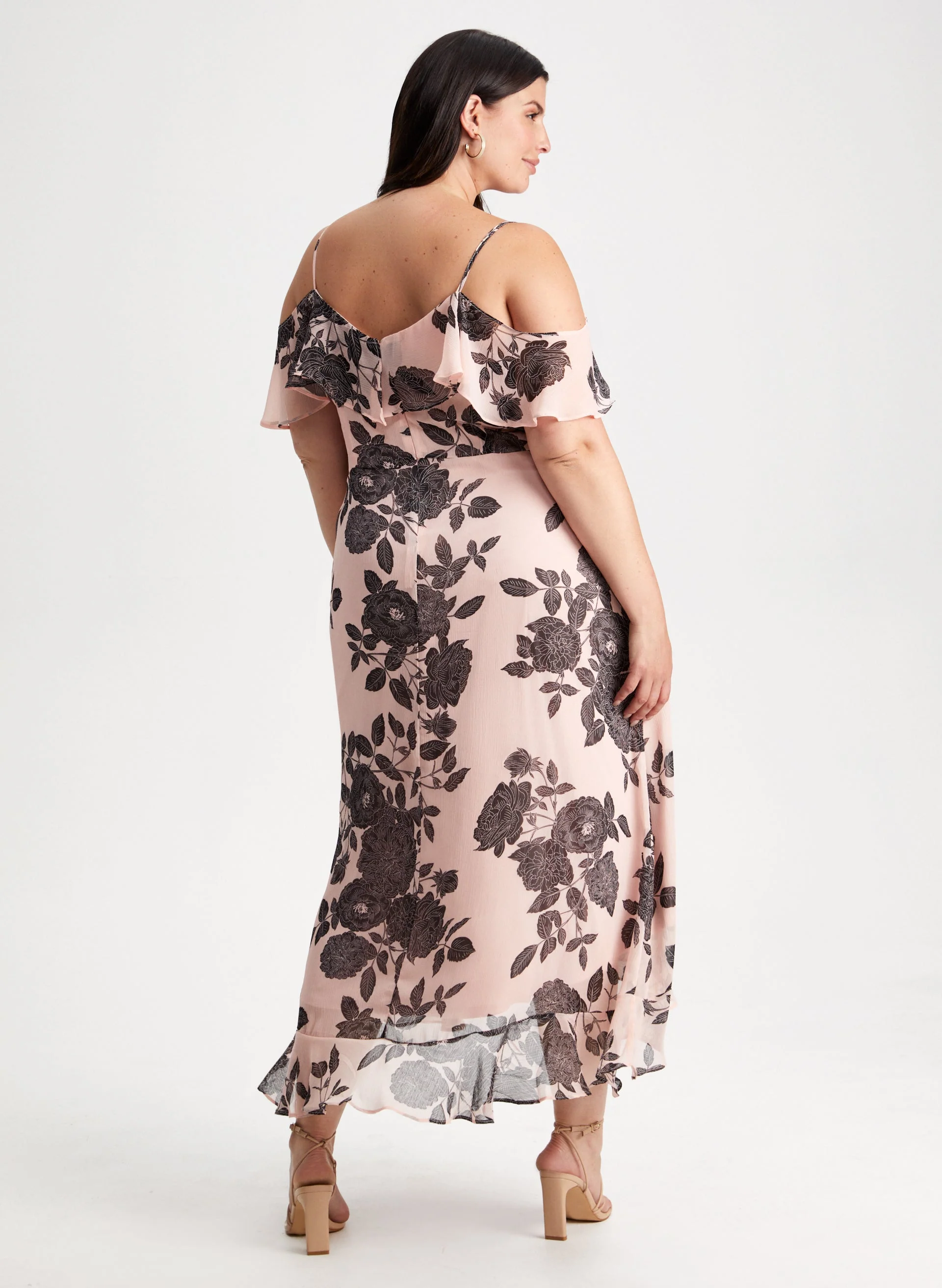 Floral Motif V-Neck Dress - Image 4