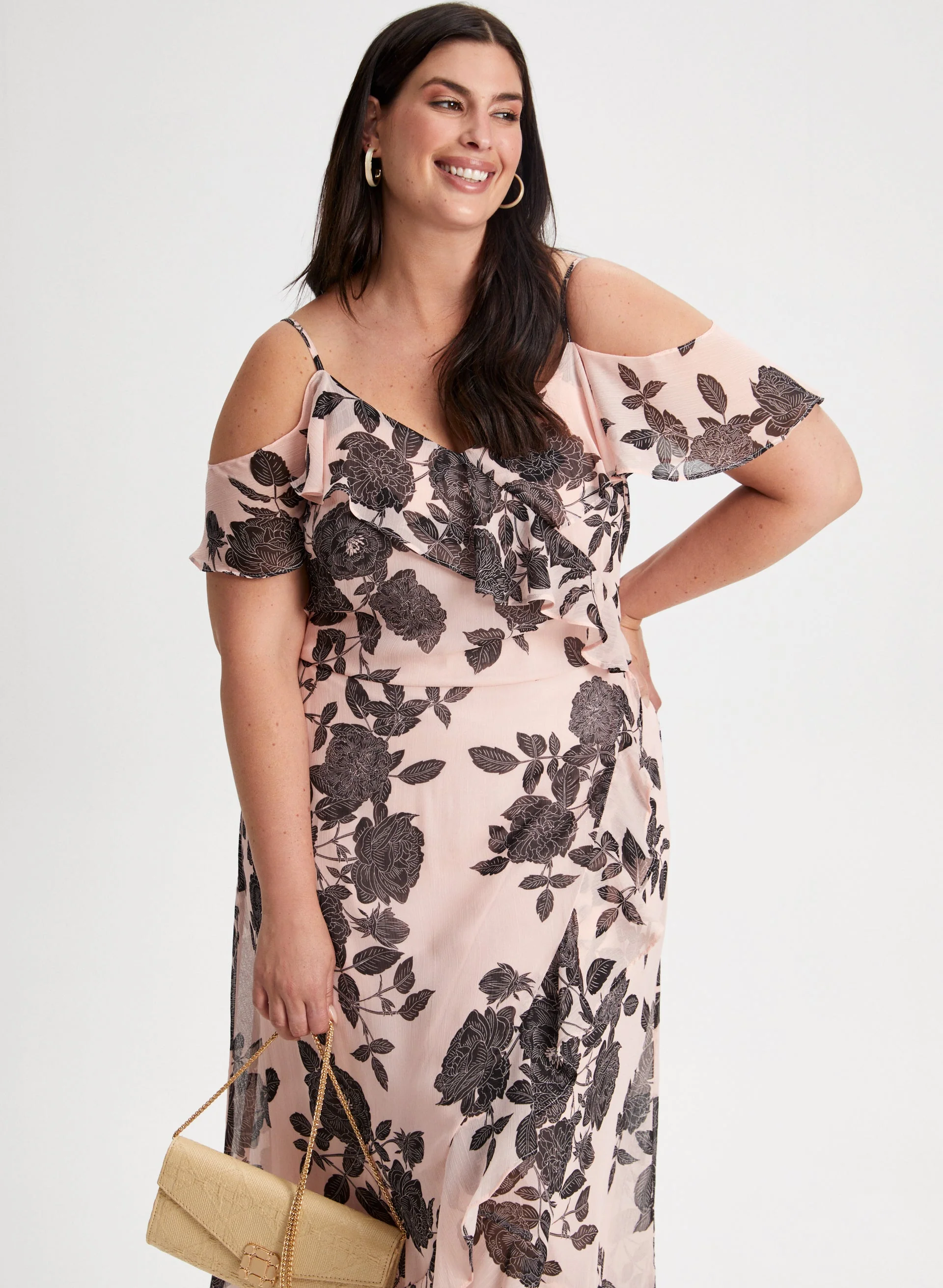 Floral Motif V-Neck Dress - Image 5