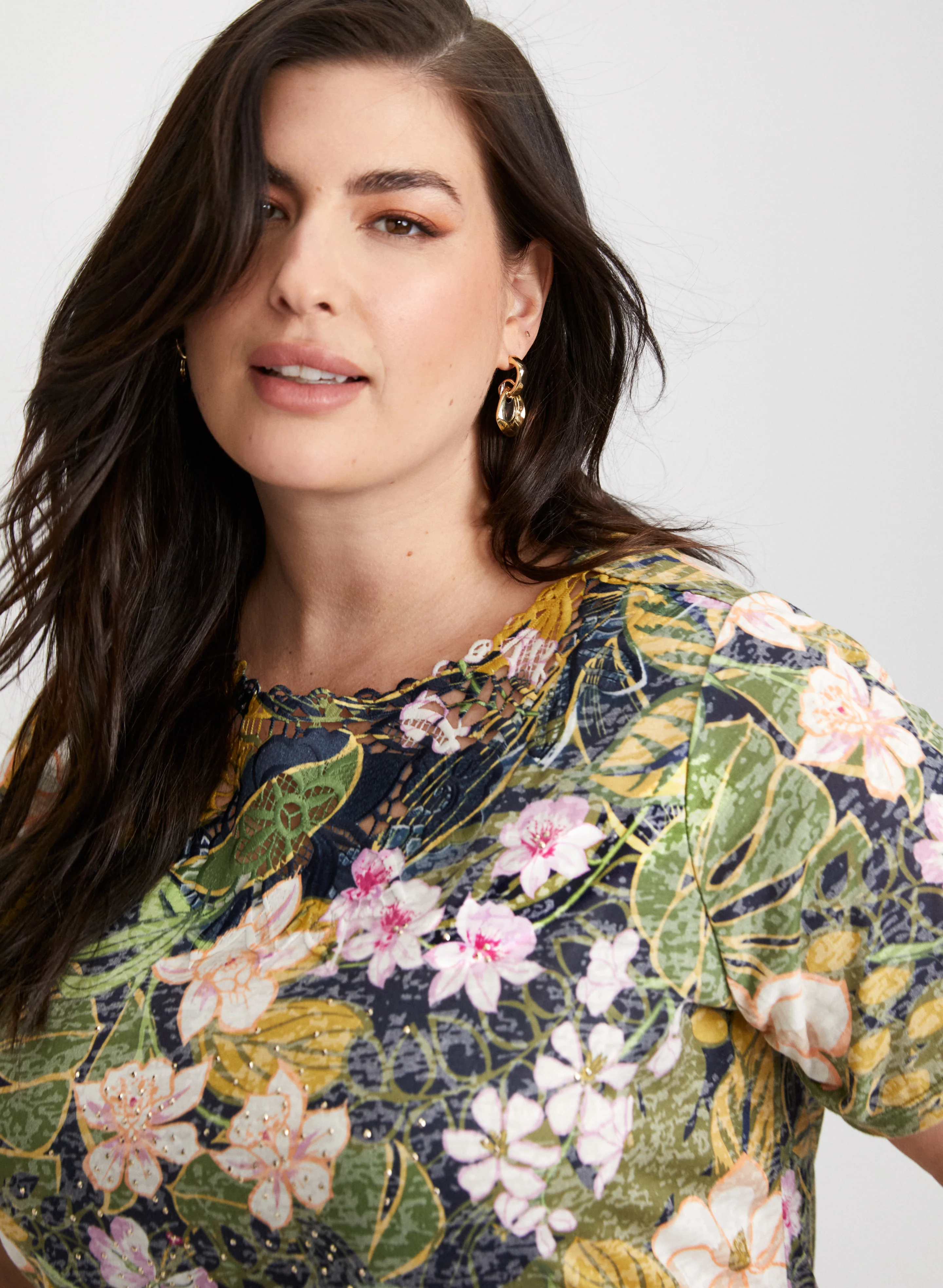 Floral Openwork Detail T-Shirt - Image 2
