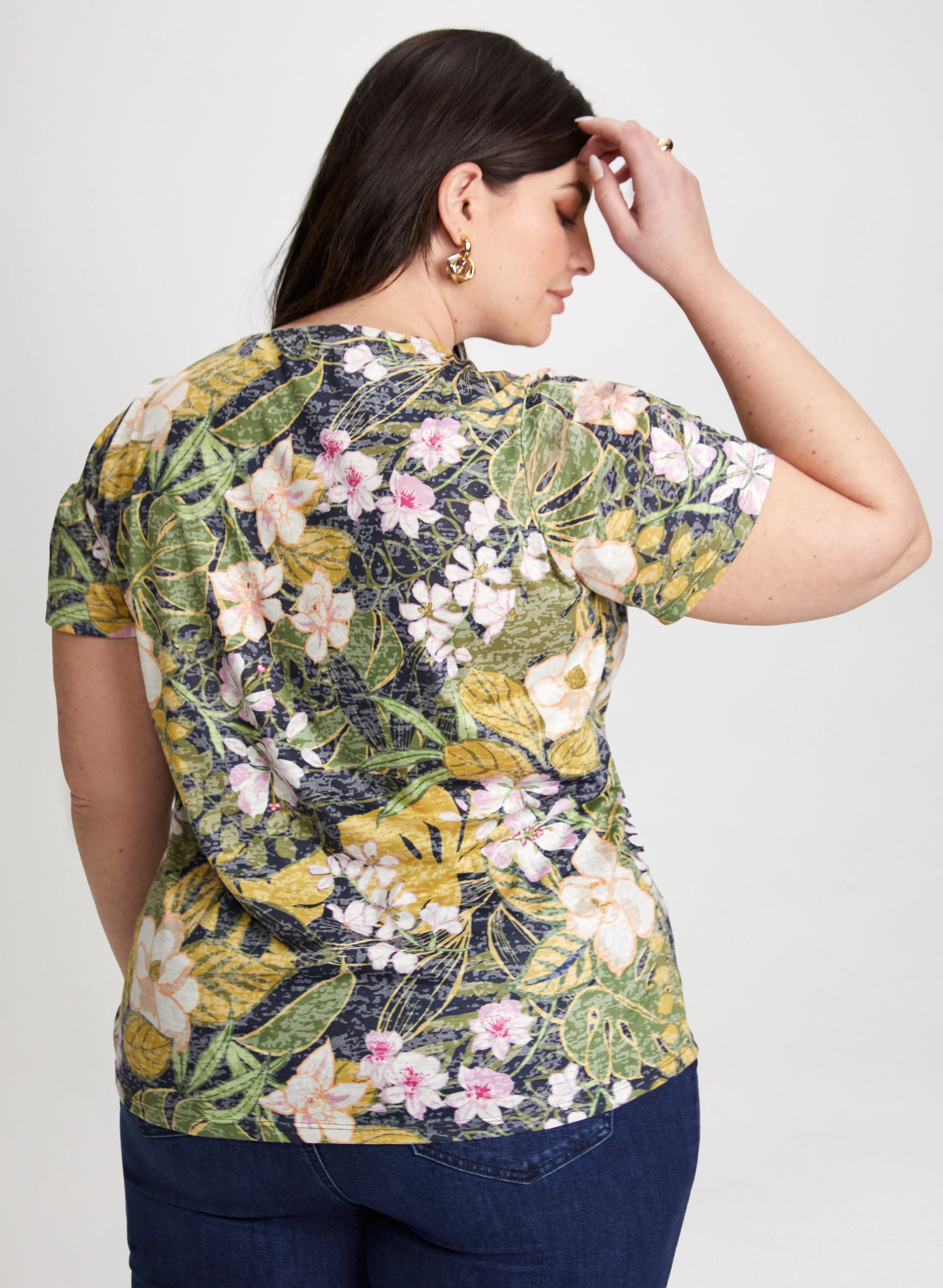 Floral Openwork Detail T-Shirt - Image 5