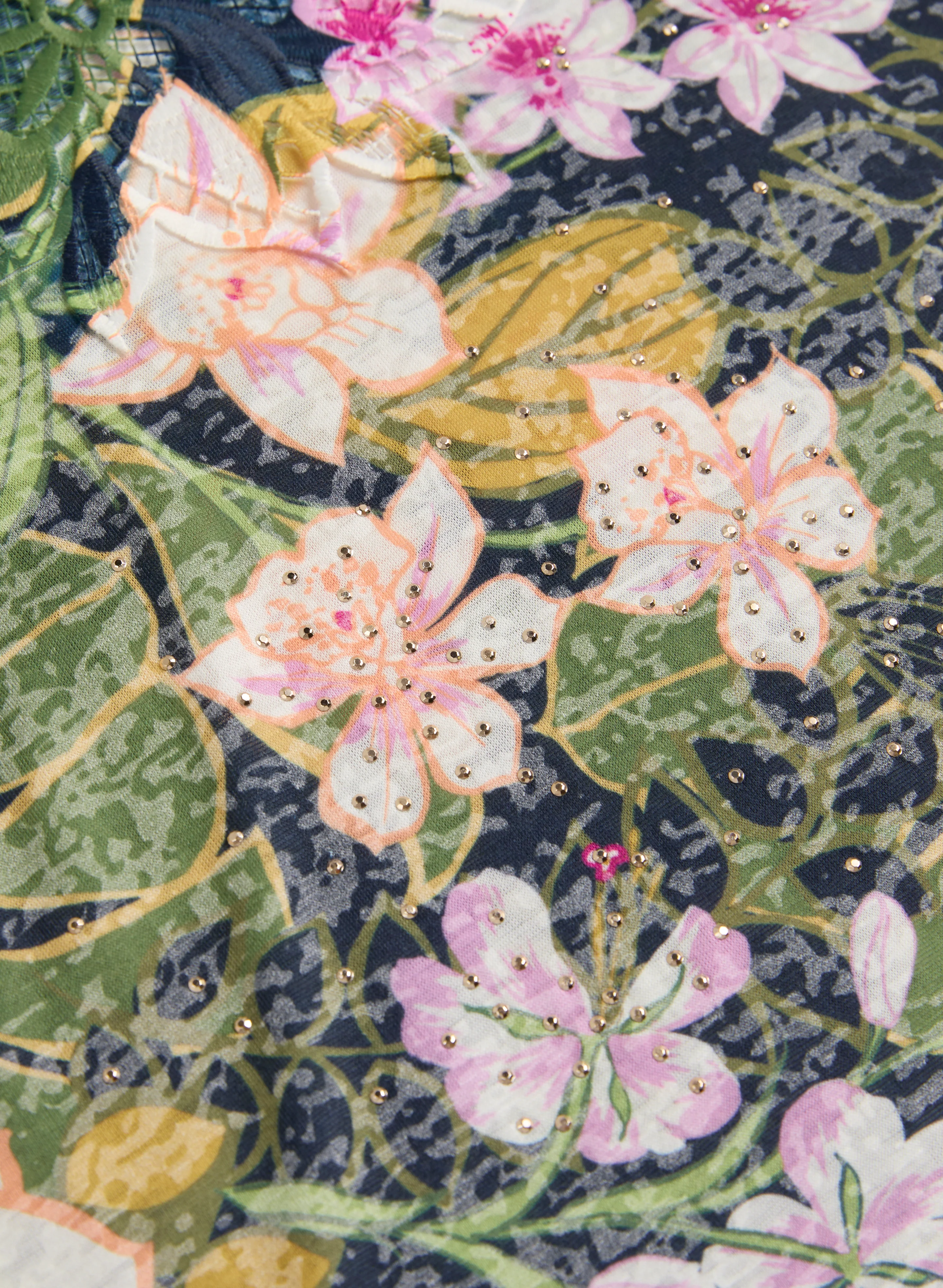 Floral Openwork Detail T-Shirt - Image 7
