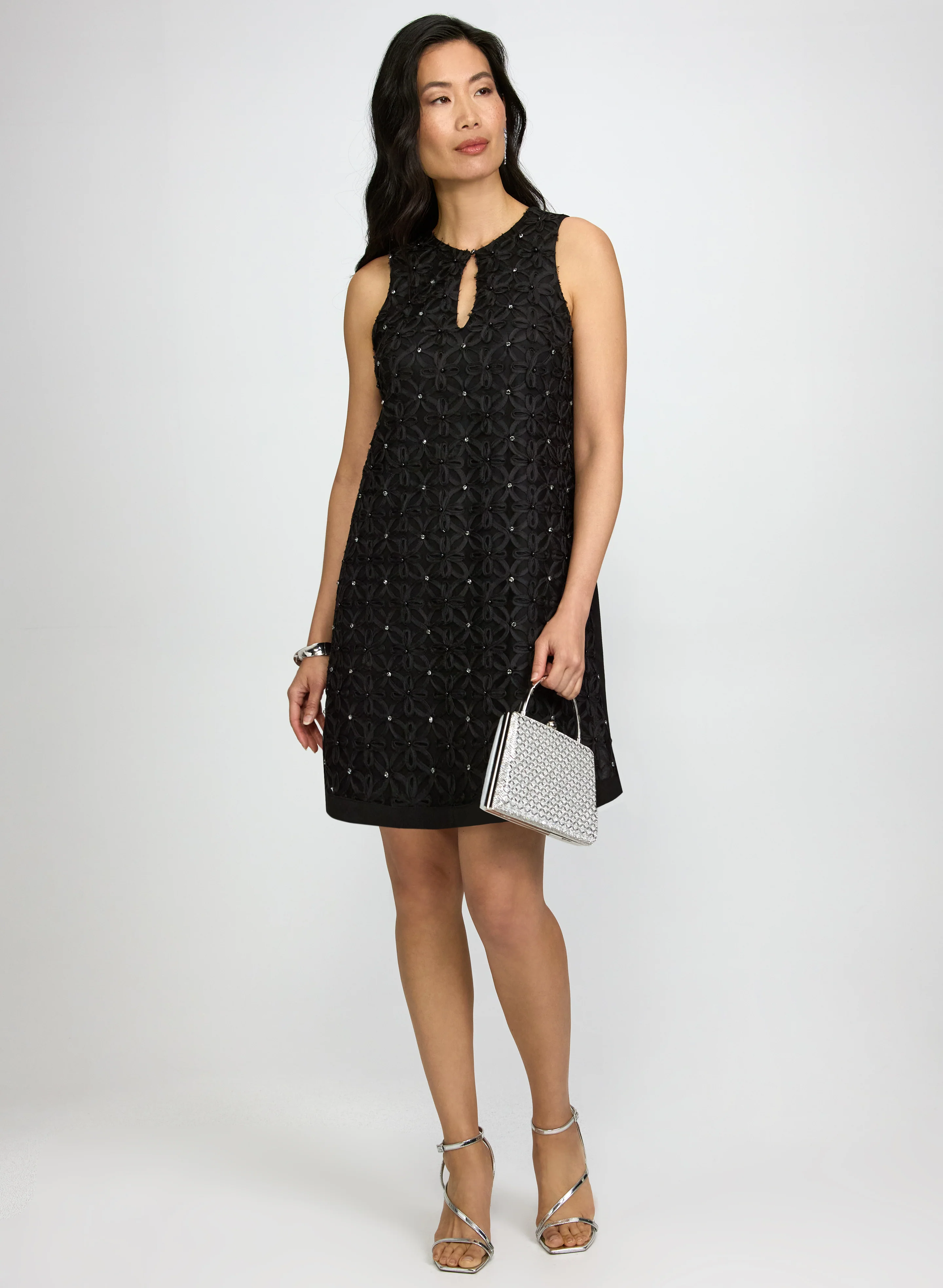 Floral Pattern & Rhinestone Dress