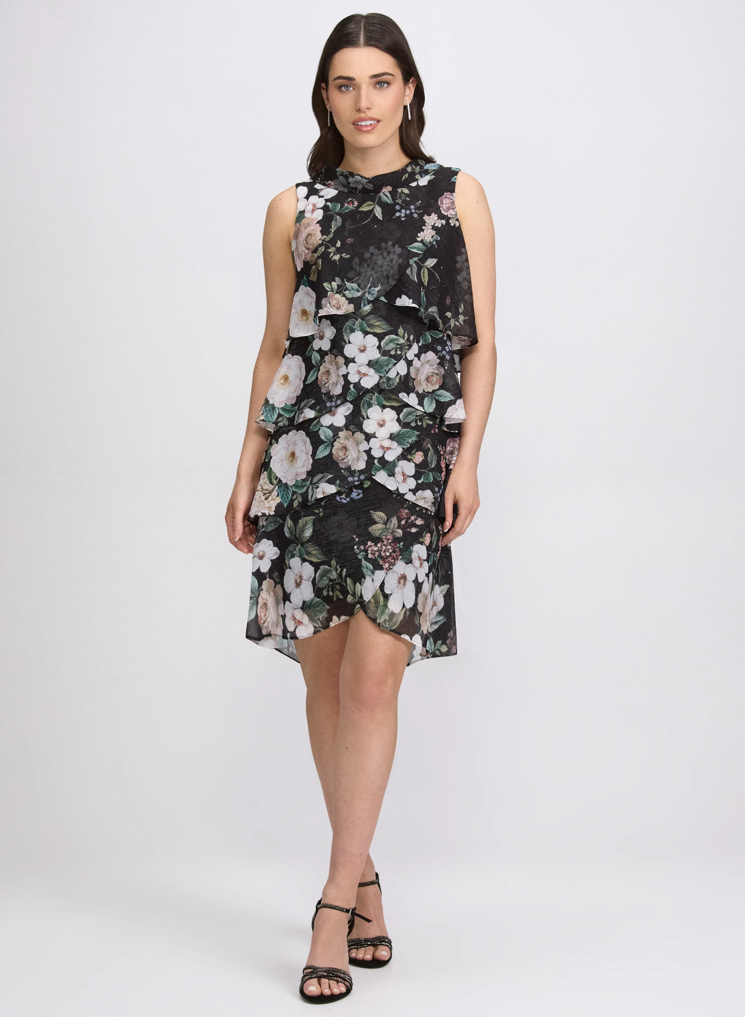 Floral Pattern Tiered Dress