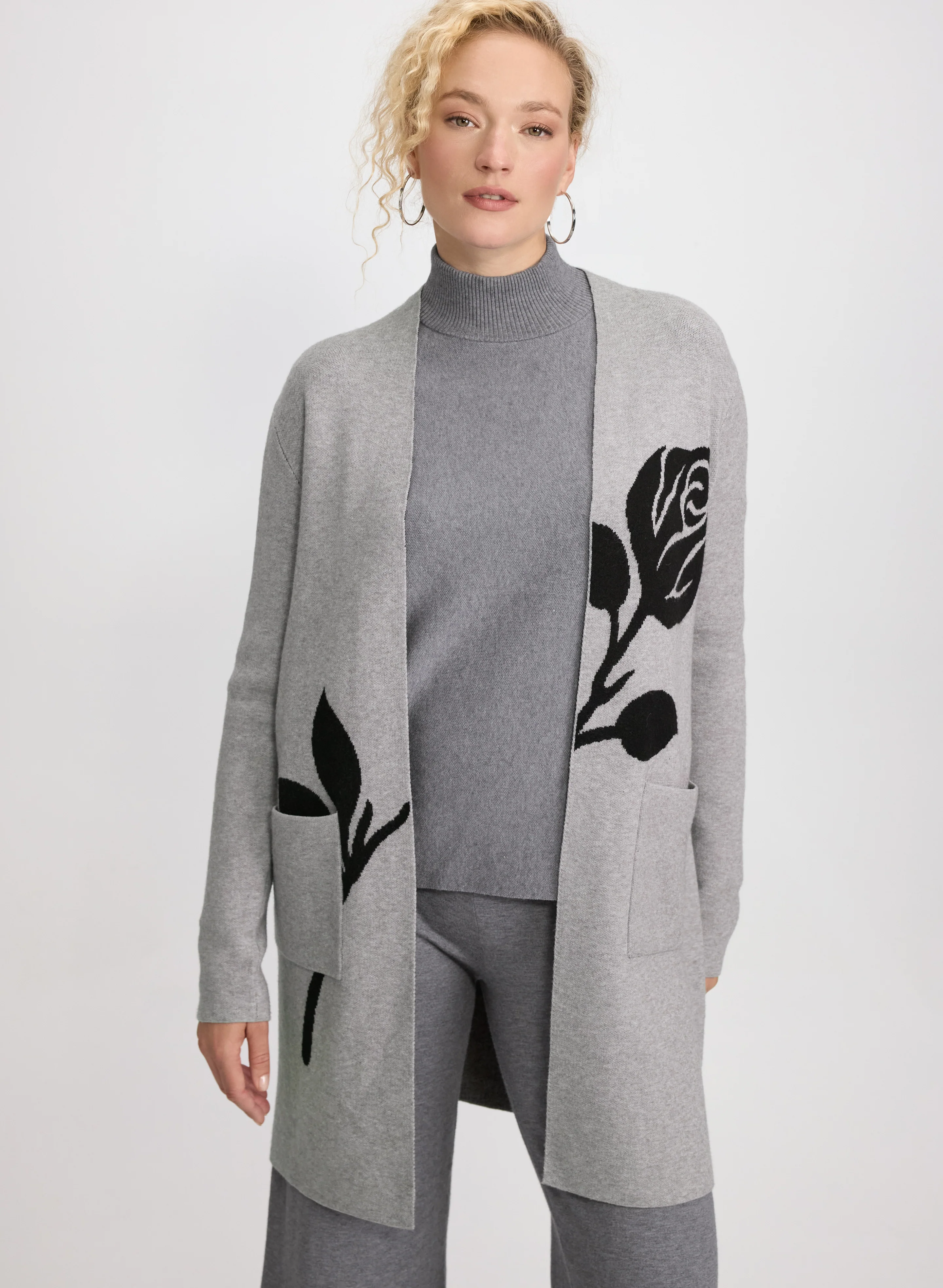 Floral Placement Print Cardigan