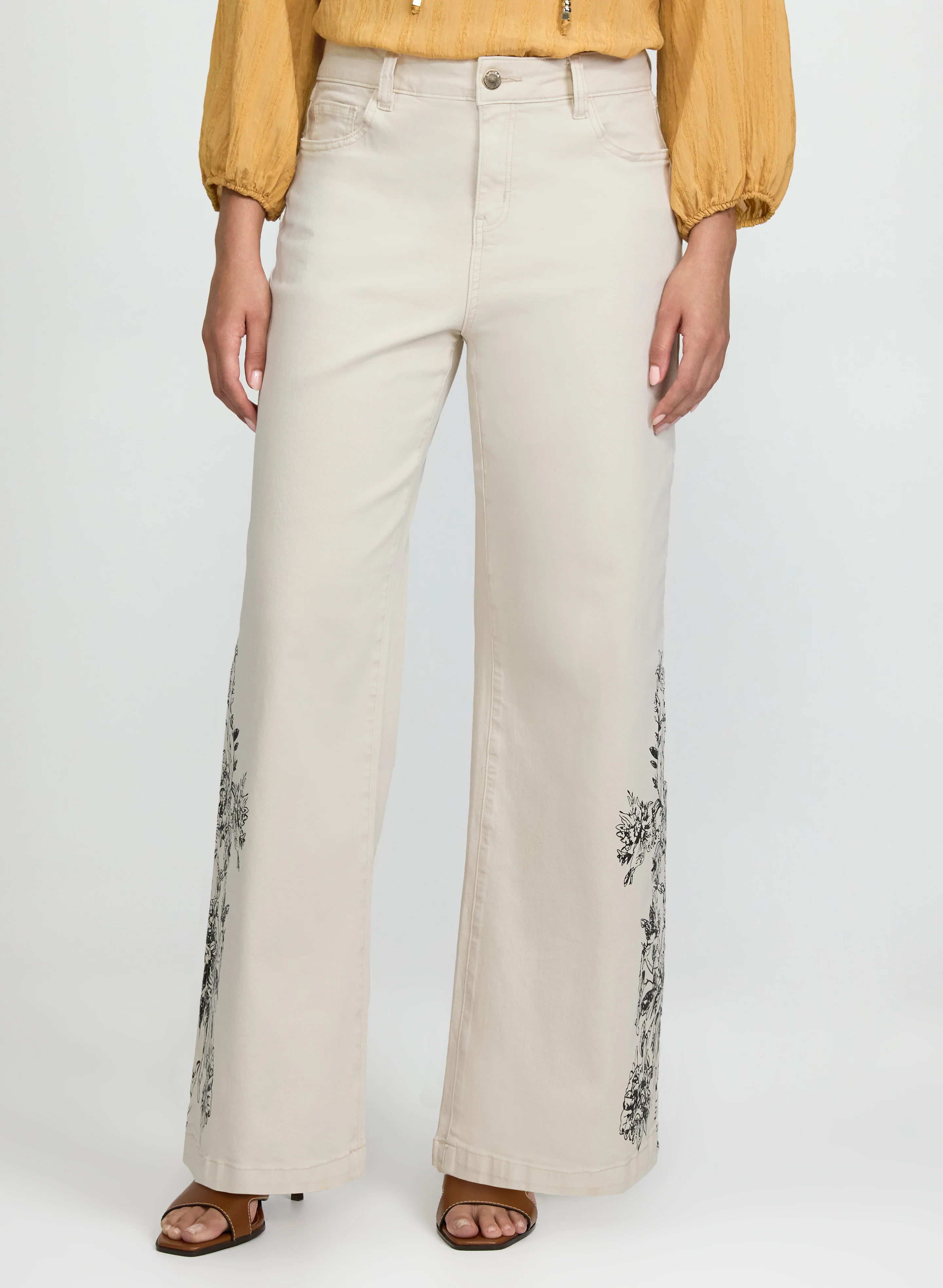 Floral Placement Print Jeans