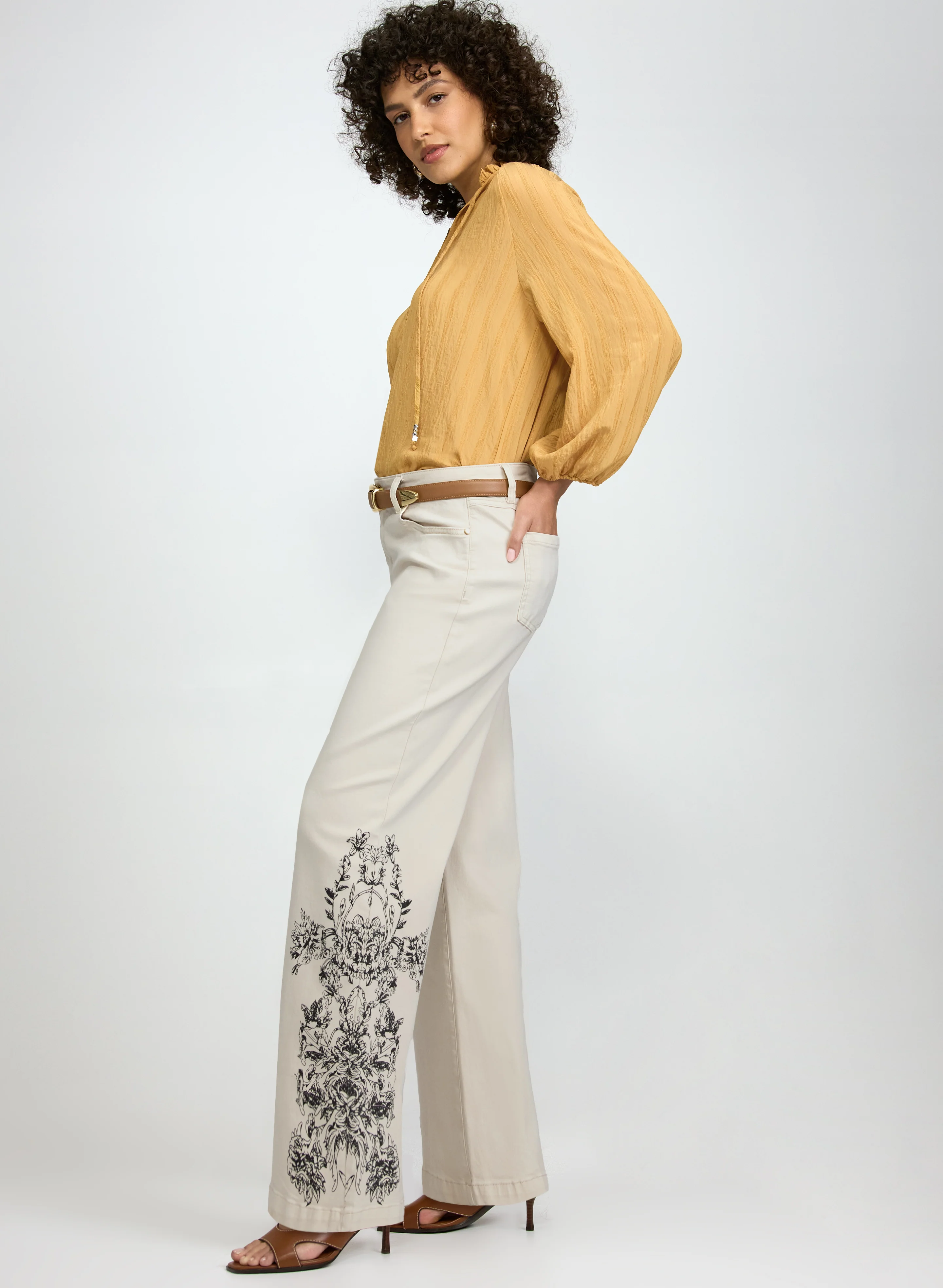 Floral Placement Print Jeans - Image 7