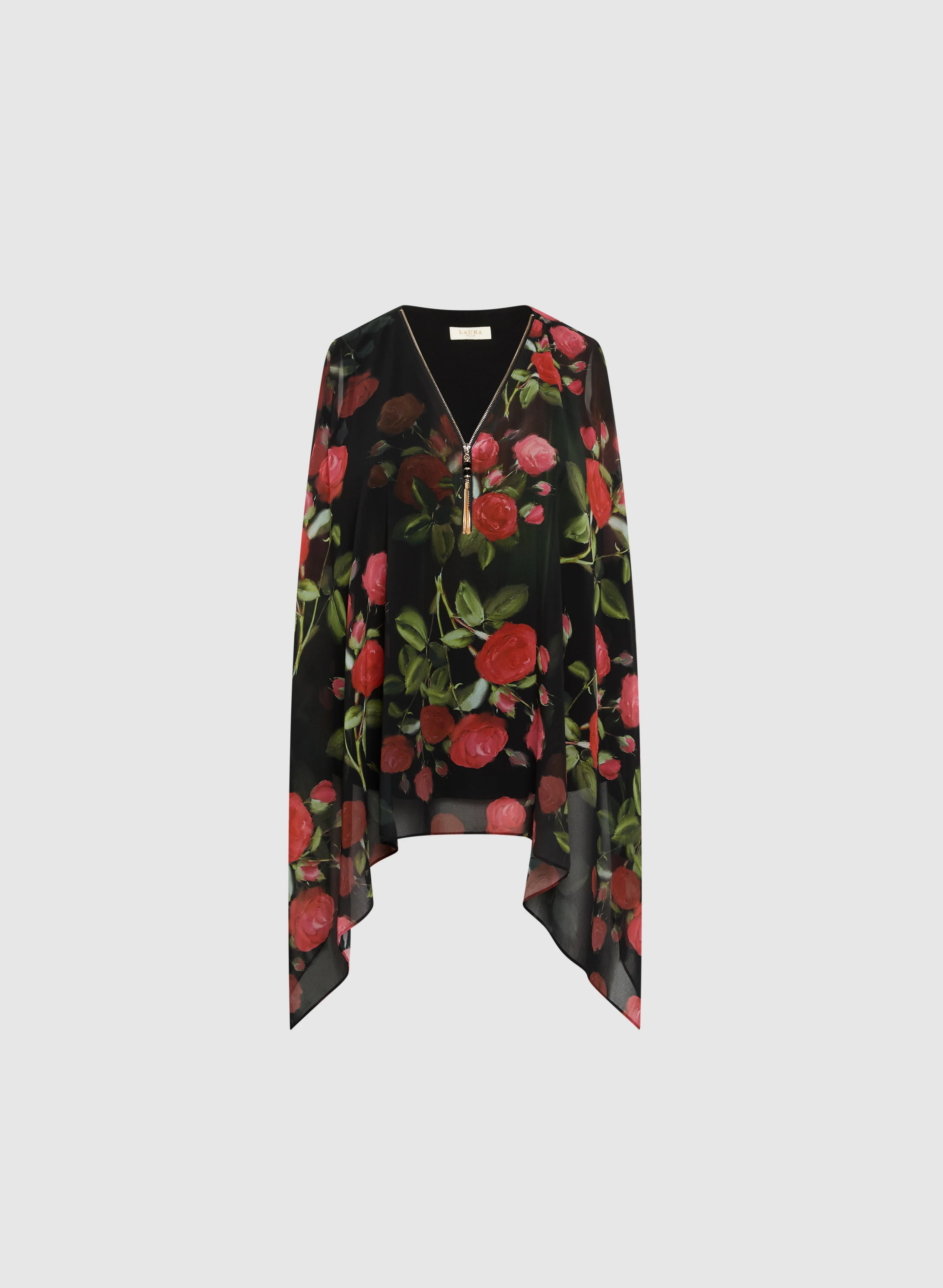 Floral Print Chiffon Poncho - Image 5