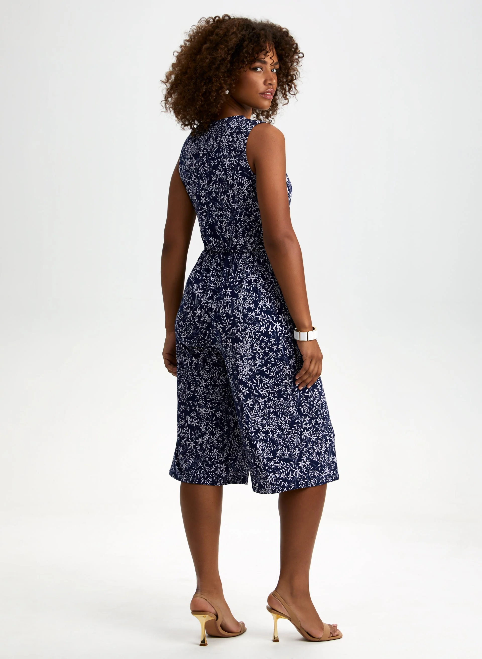 Floral Print Cropped Jumpsuit - Image 2