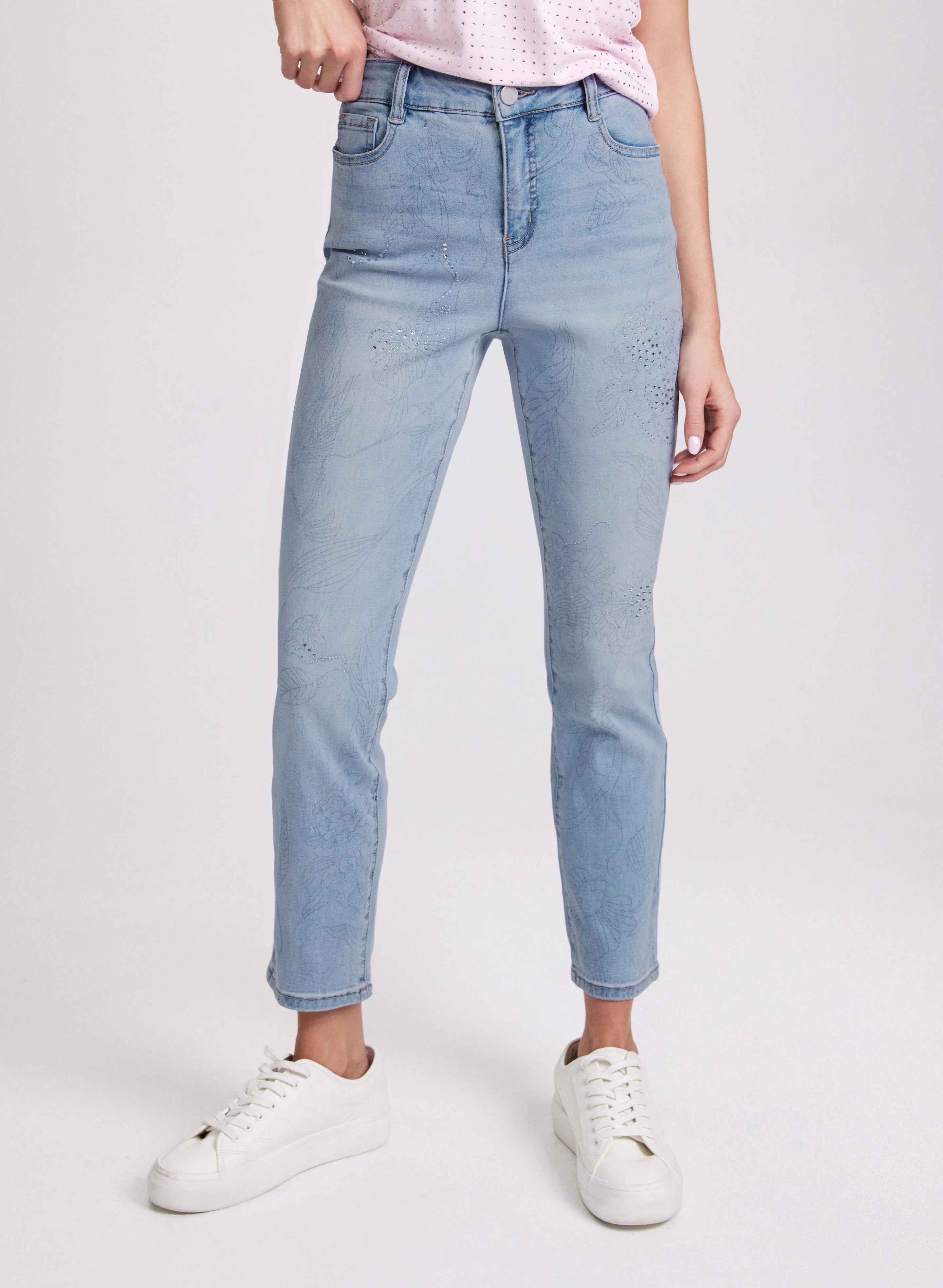 Sketch Floral Straight-Leg Jeans