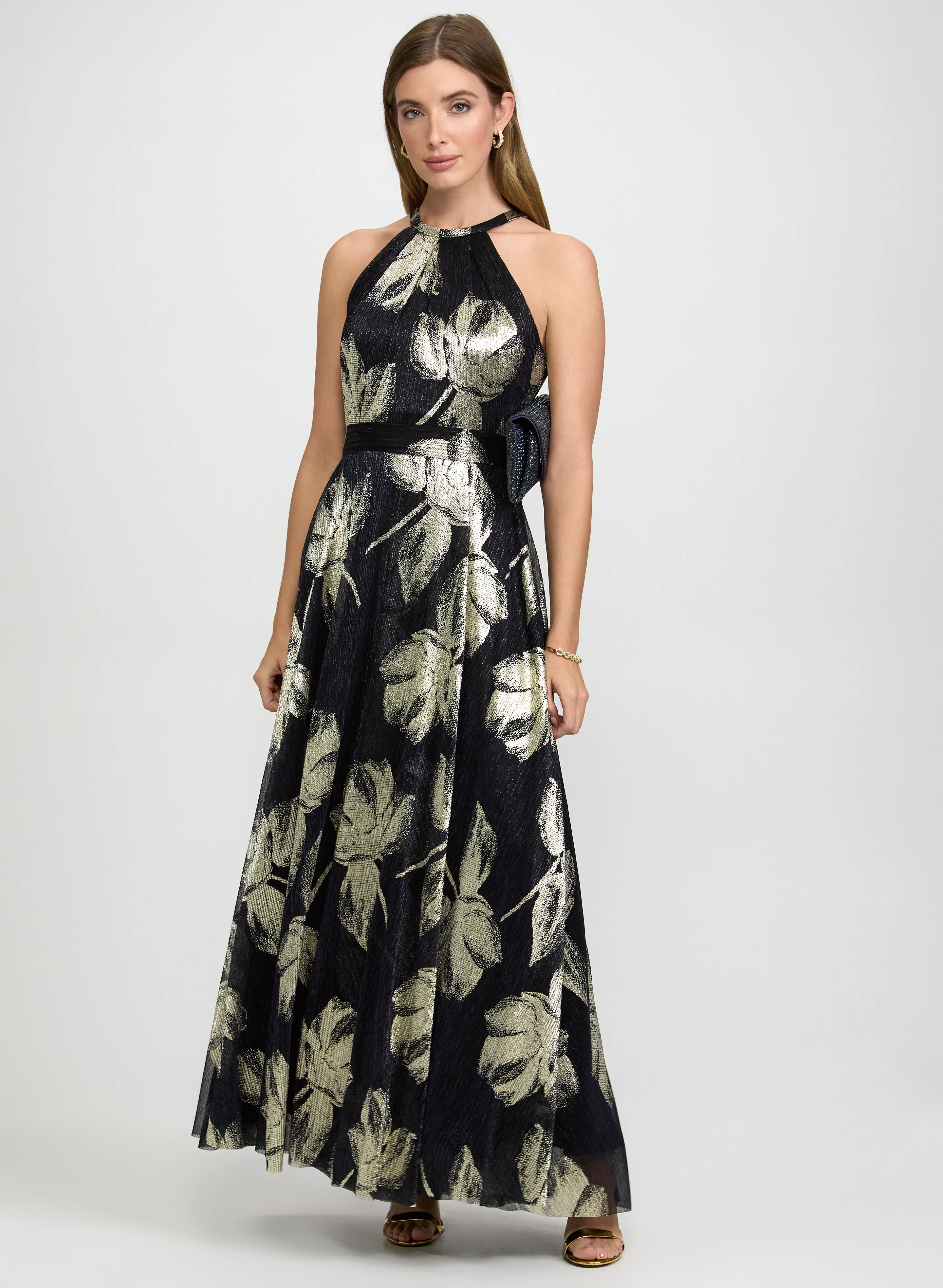 Floral Print Lurex Dress