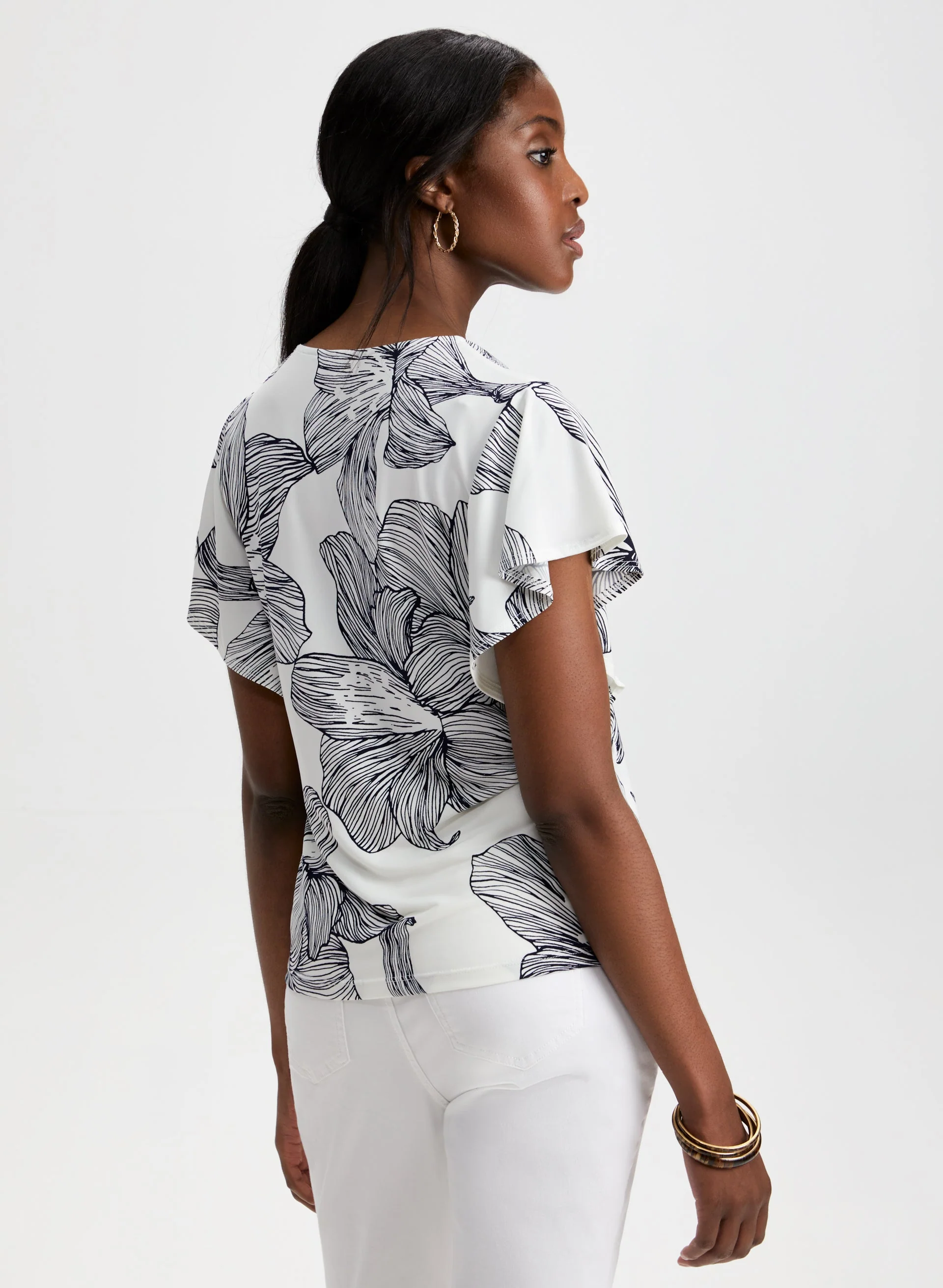 Floral Print Short Sleeve Top - Image 2