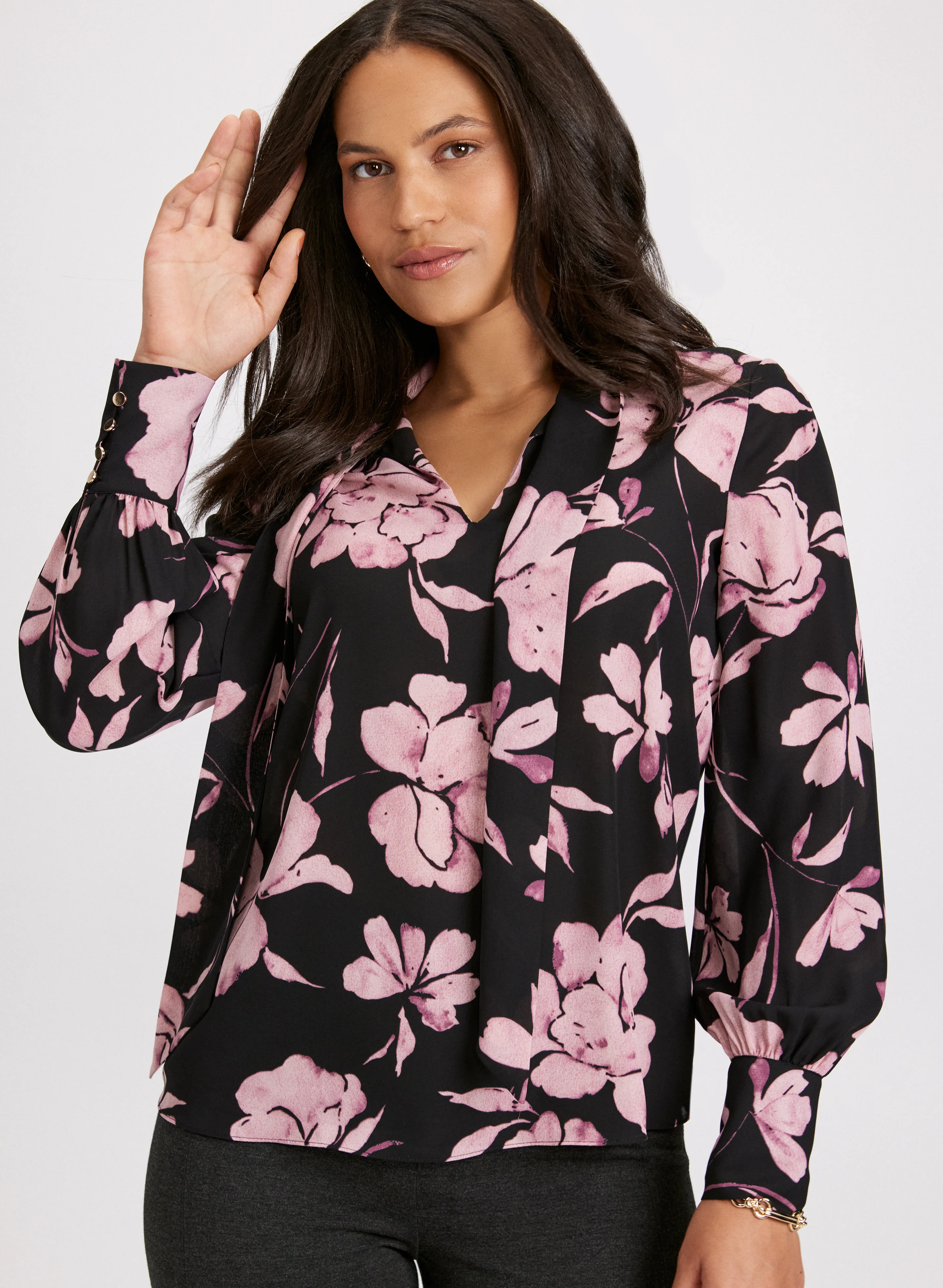 Floral Print Tie Detail Blouse - Image 2