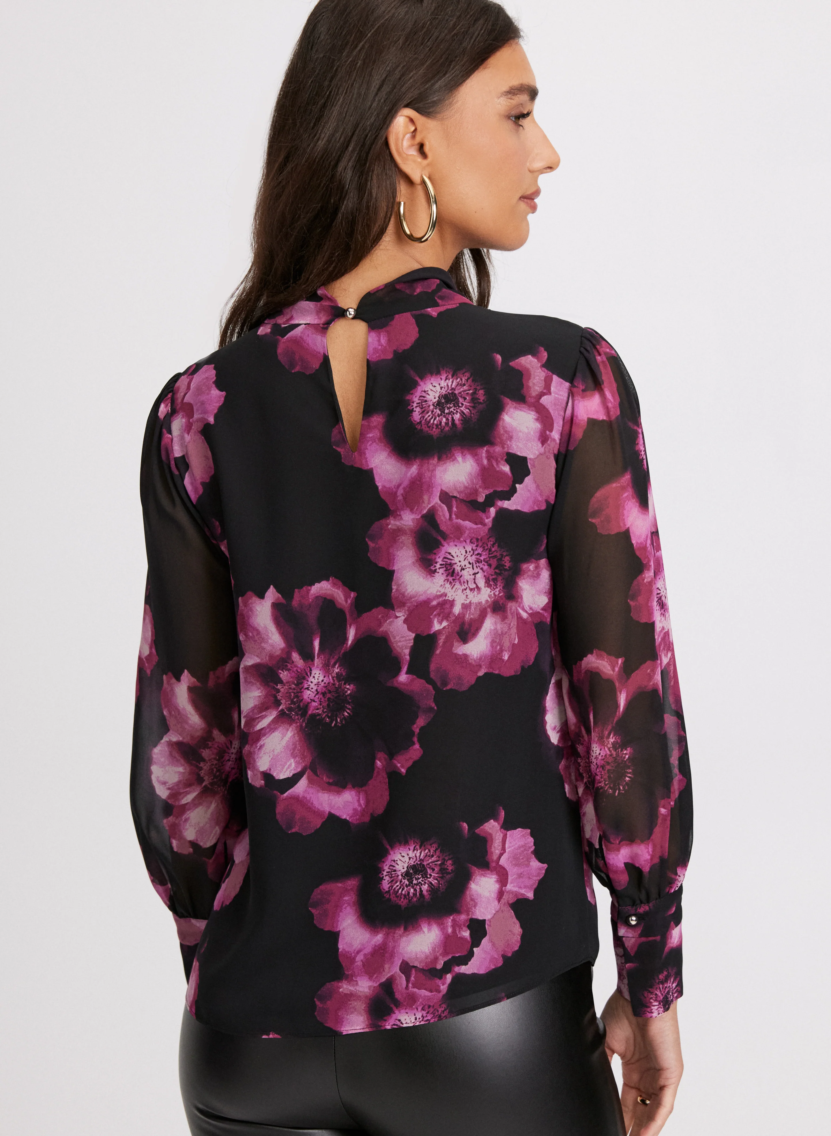 Floral Print Twist Neck Blouse - Image 4