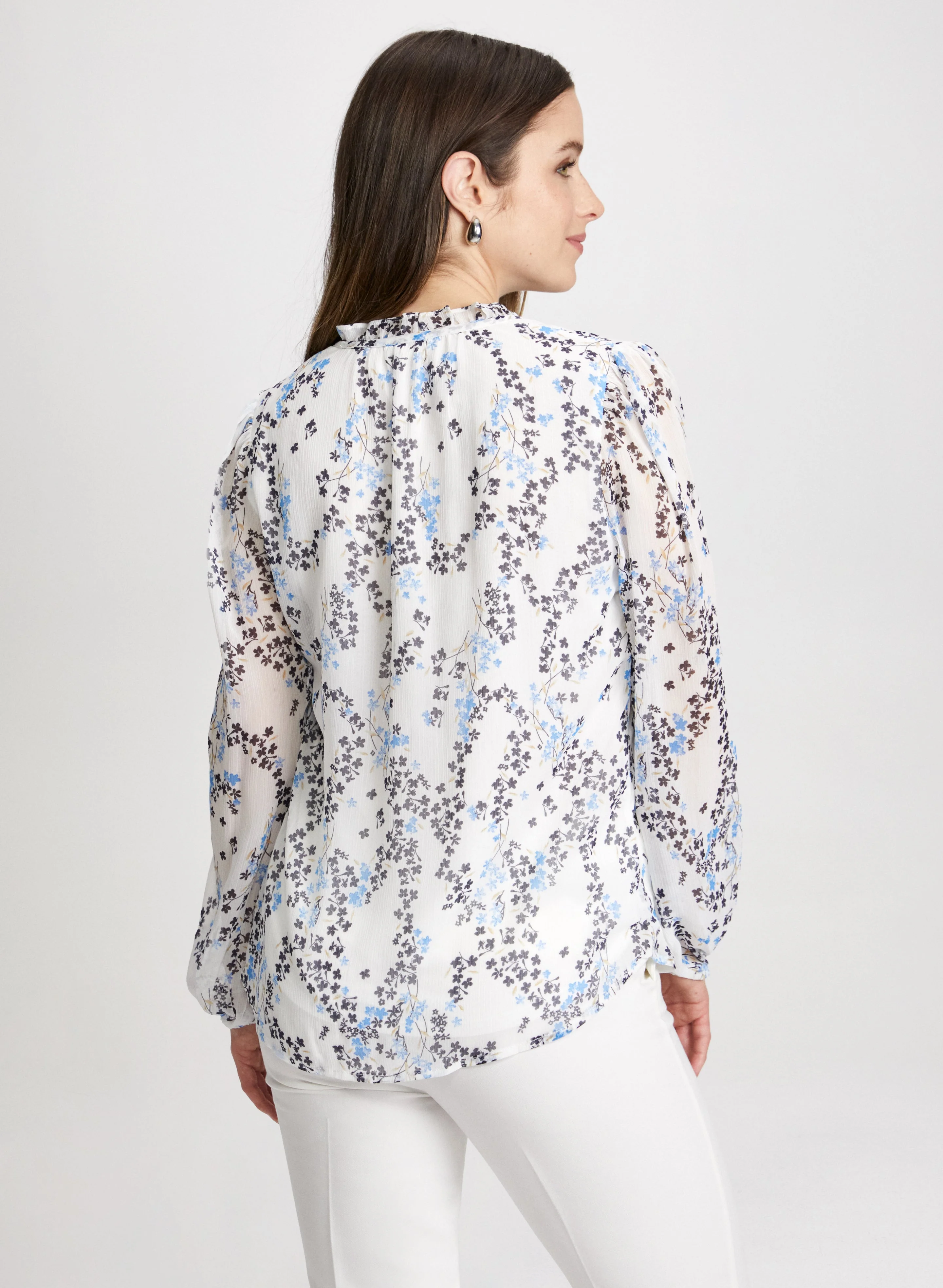 Floral Ruffle Neck Blouse - Image 4