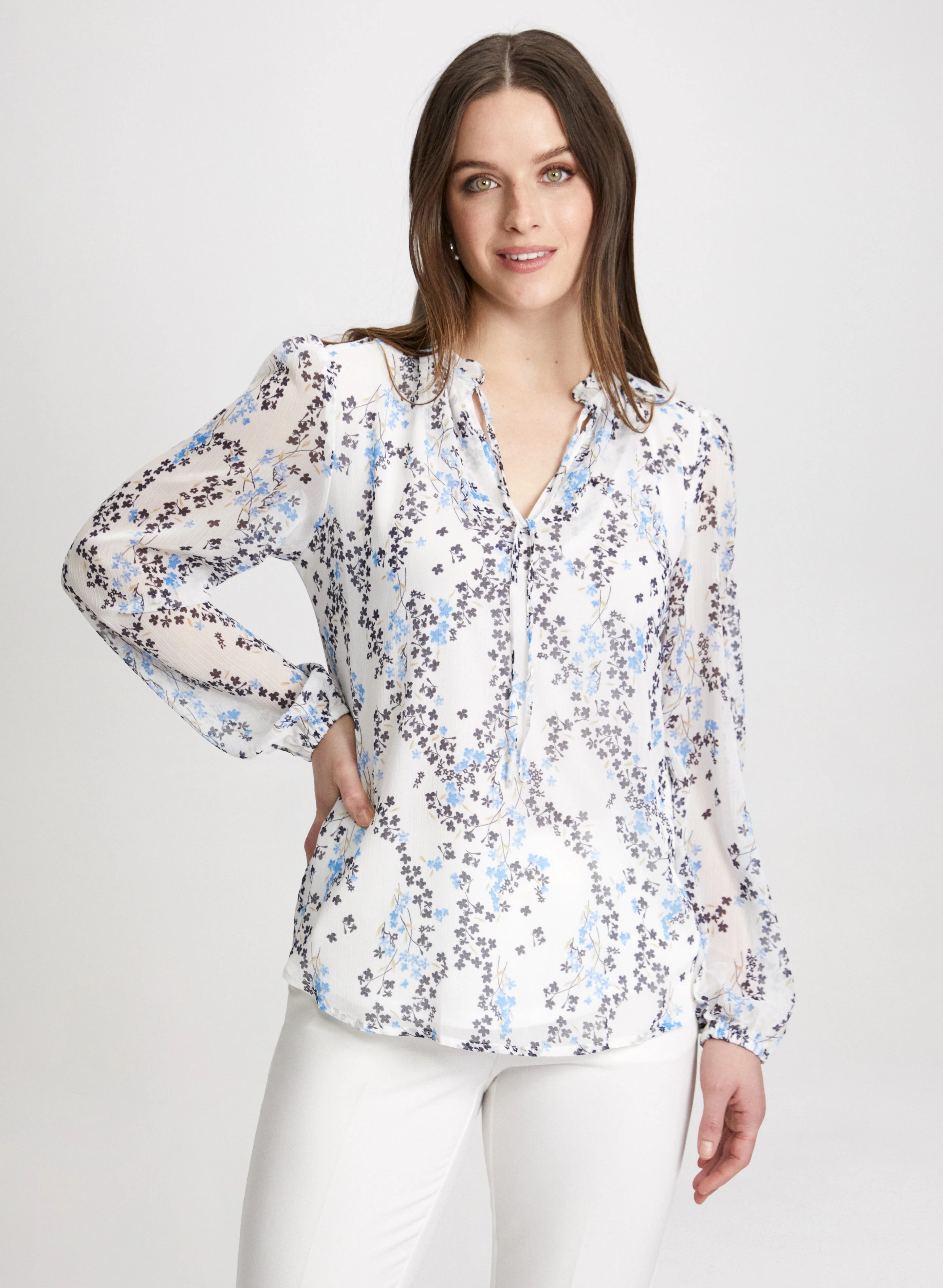 Floral Ruffle Neck Blouse - Image 5