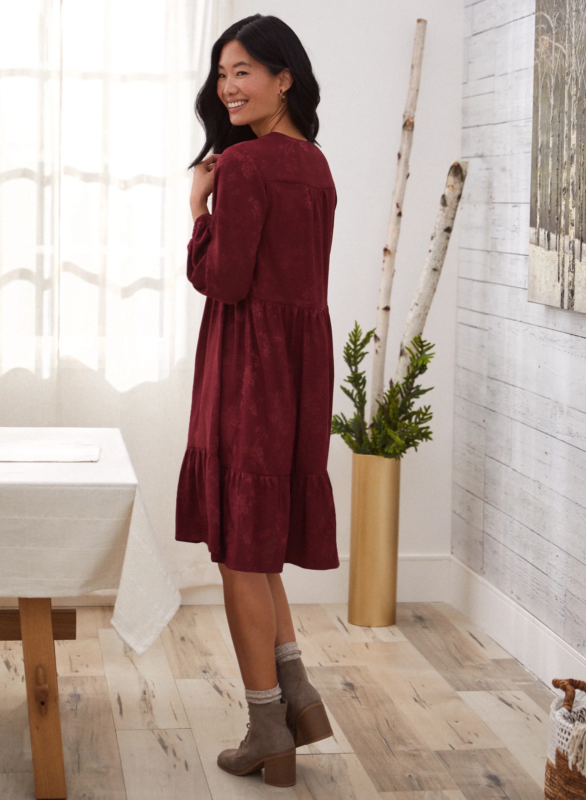 Floral Satin Babydoll Dress - Image 2