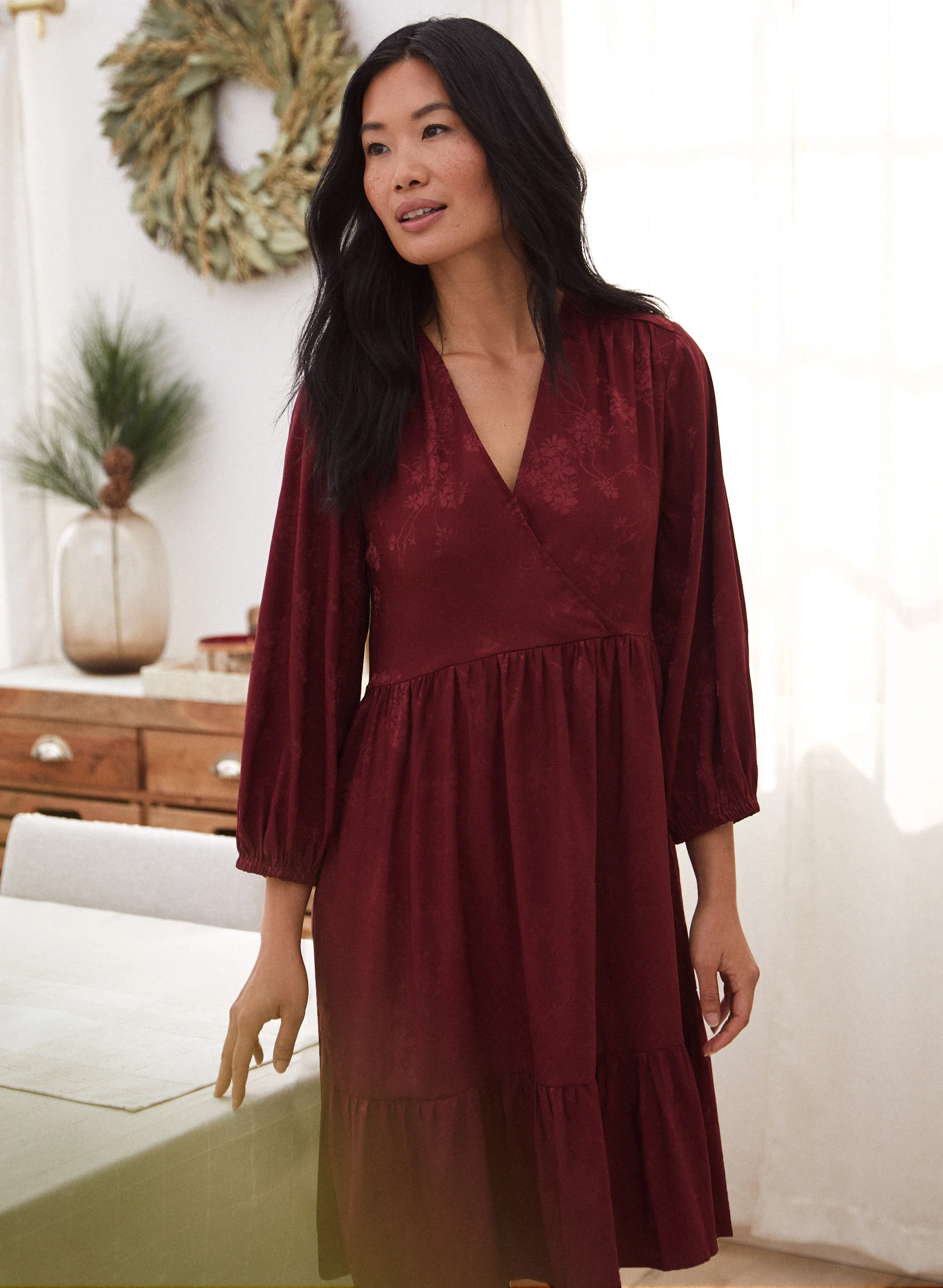 Floral Satin Babydoll Dress - Image 3
