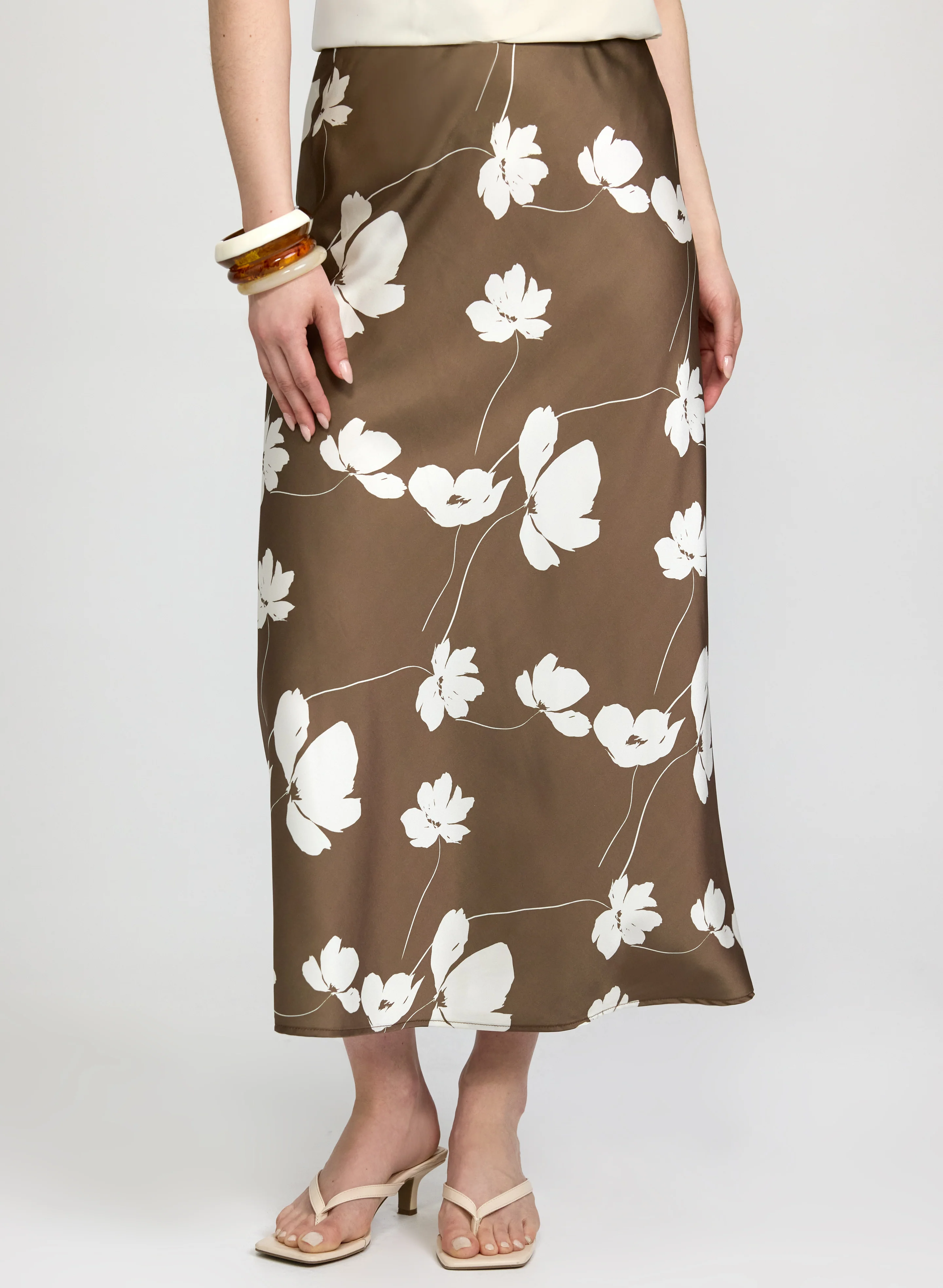 Floral Satin Skirt