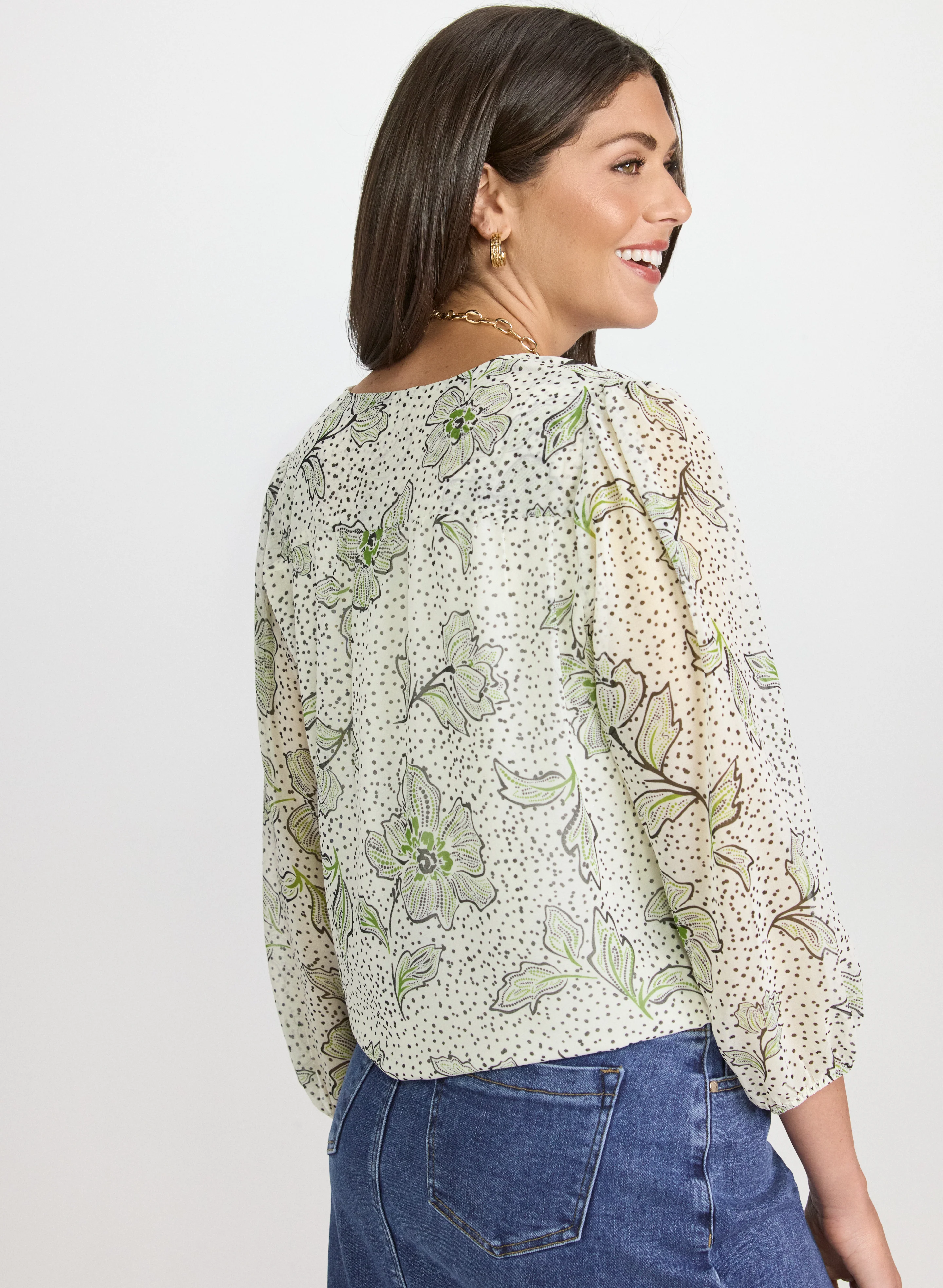 Floral Tied Hem Blouse - Image 4