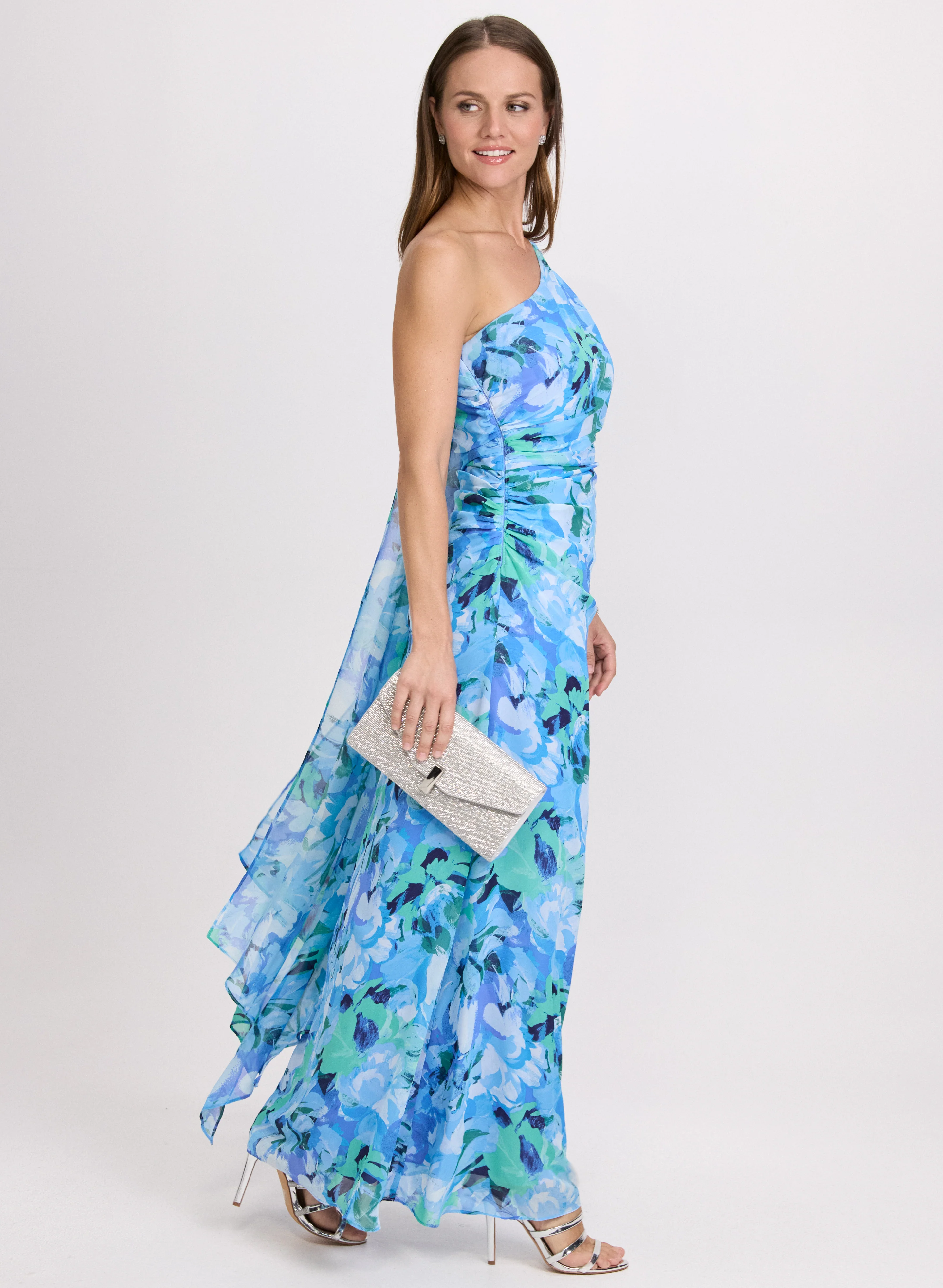 Floral Waterfall Drape Dress - Image 7