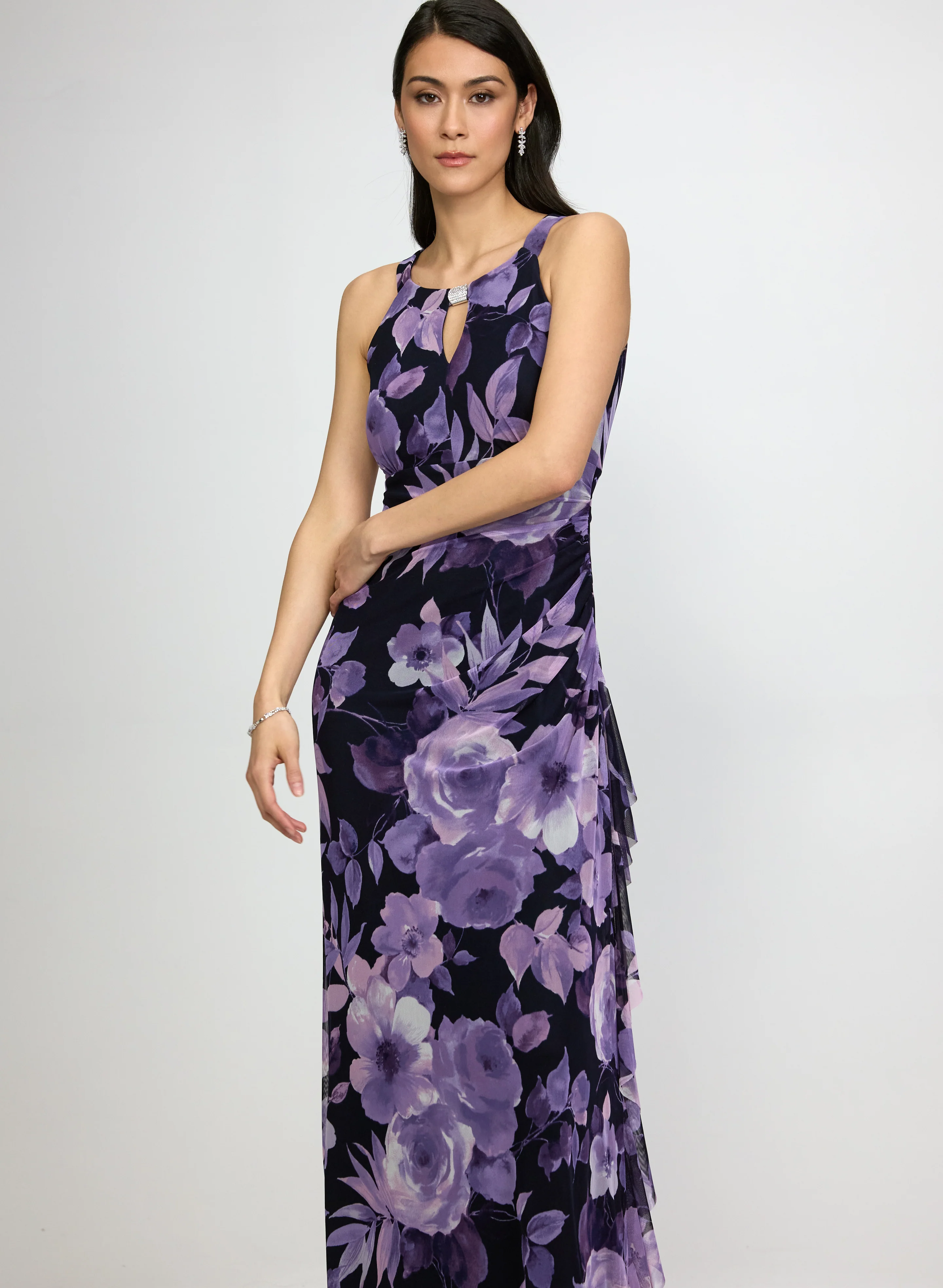 Floral Waterfall Ruffle Dress - Image 4