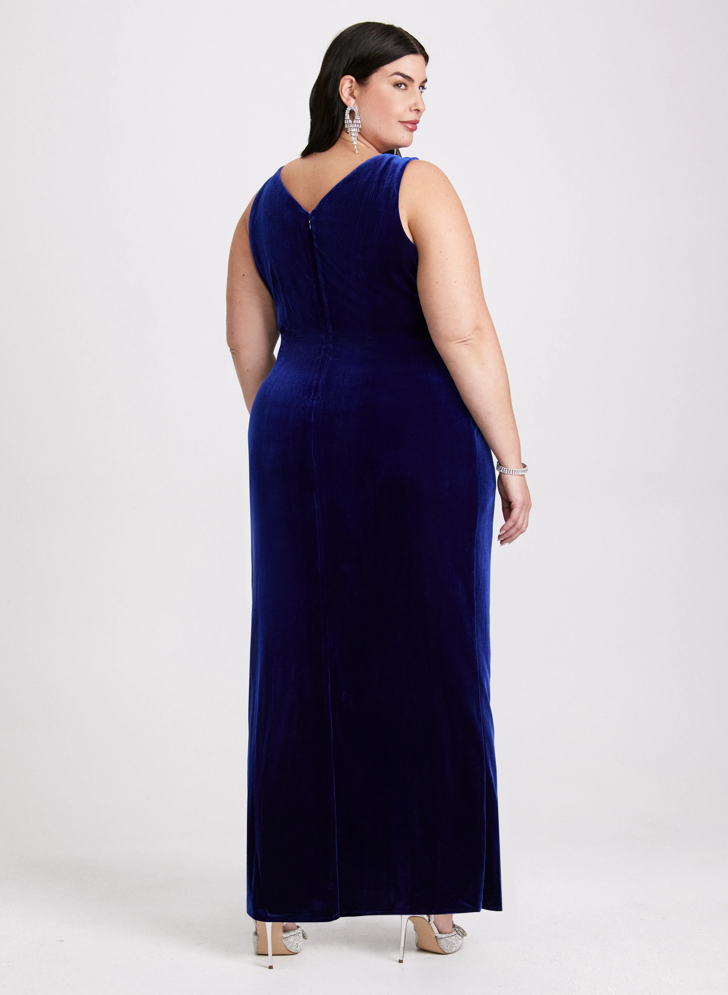 Flounce Front Velvet Dress - Image 2