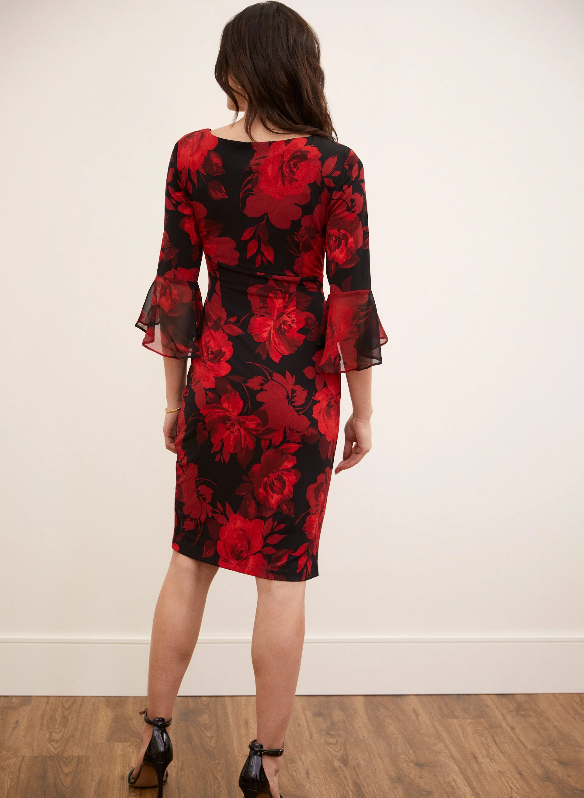 Flounce Sleeve Floral Print Dress - Image 2