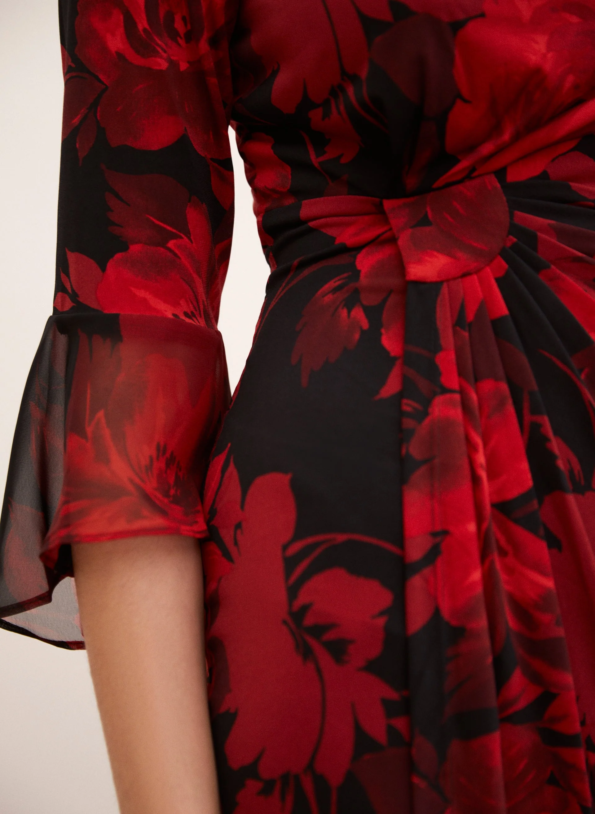 Flounce Sleeve Floral Print Dress - Image 3
