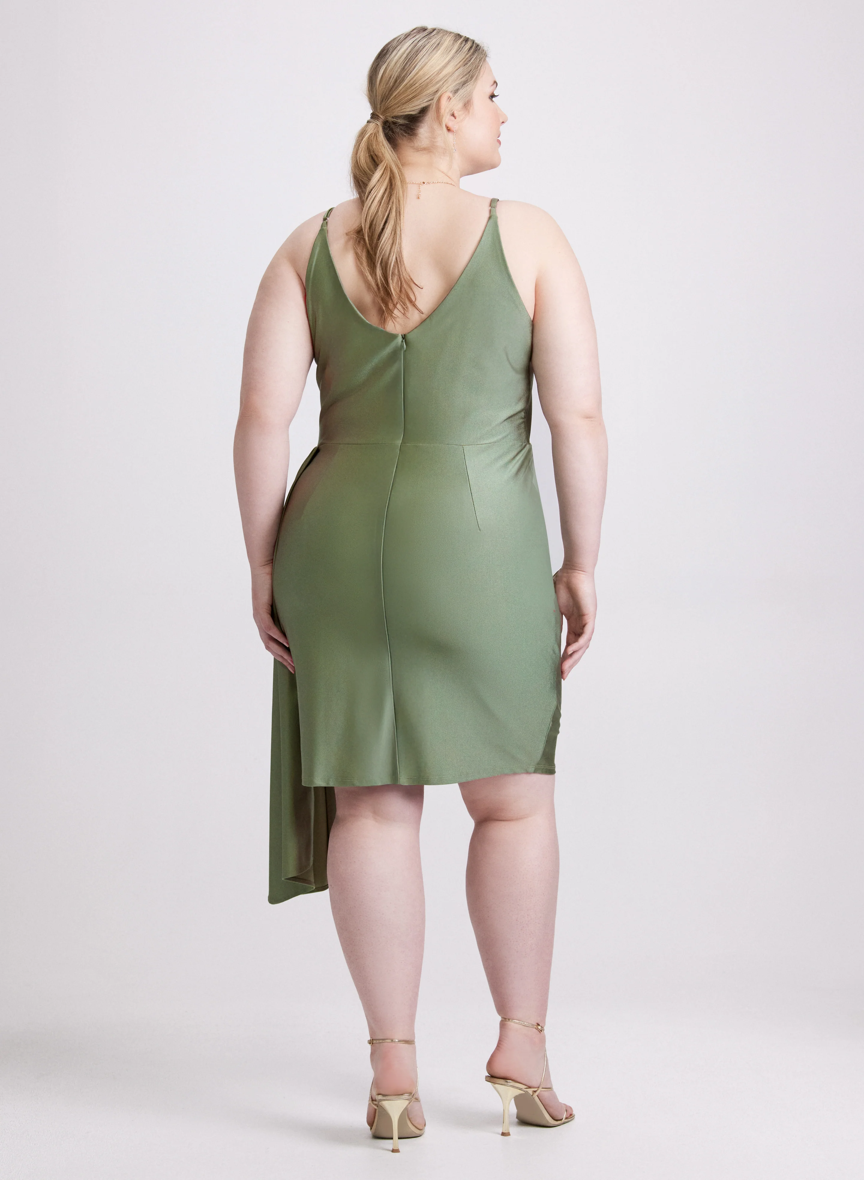 Flounced Front Satin Dress - Image 3