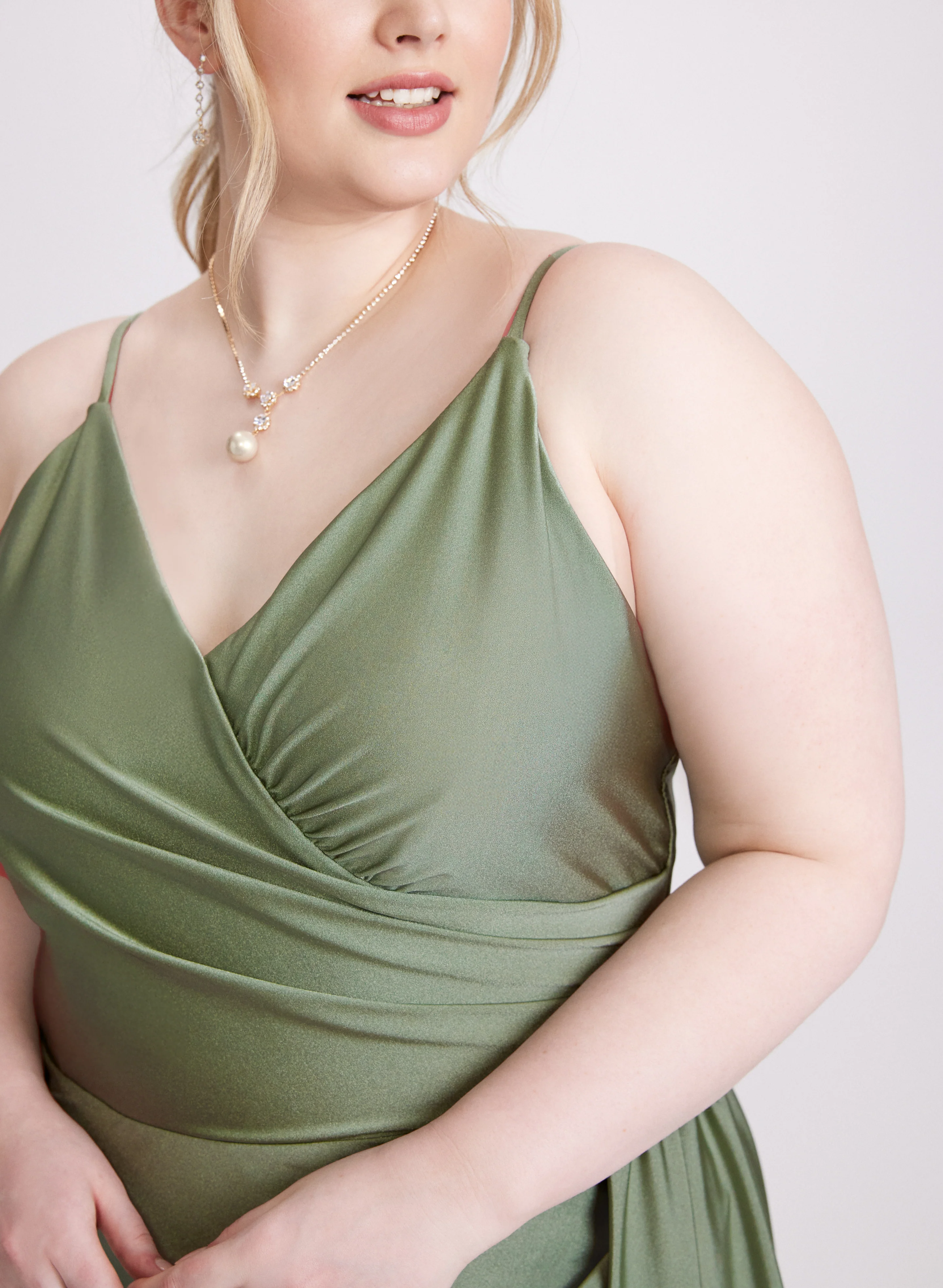 Flounced Front Satin Dress - Image 4