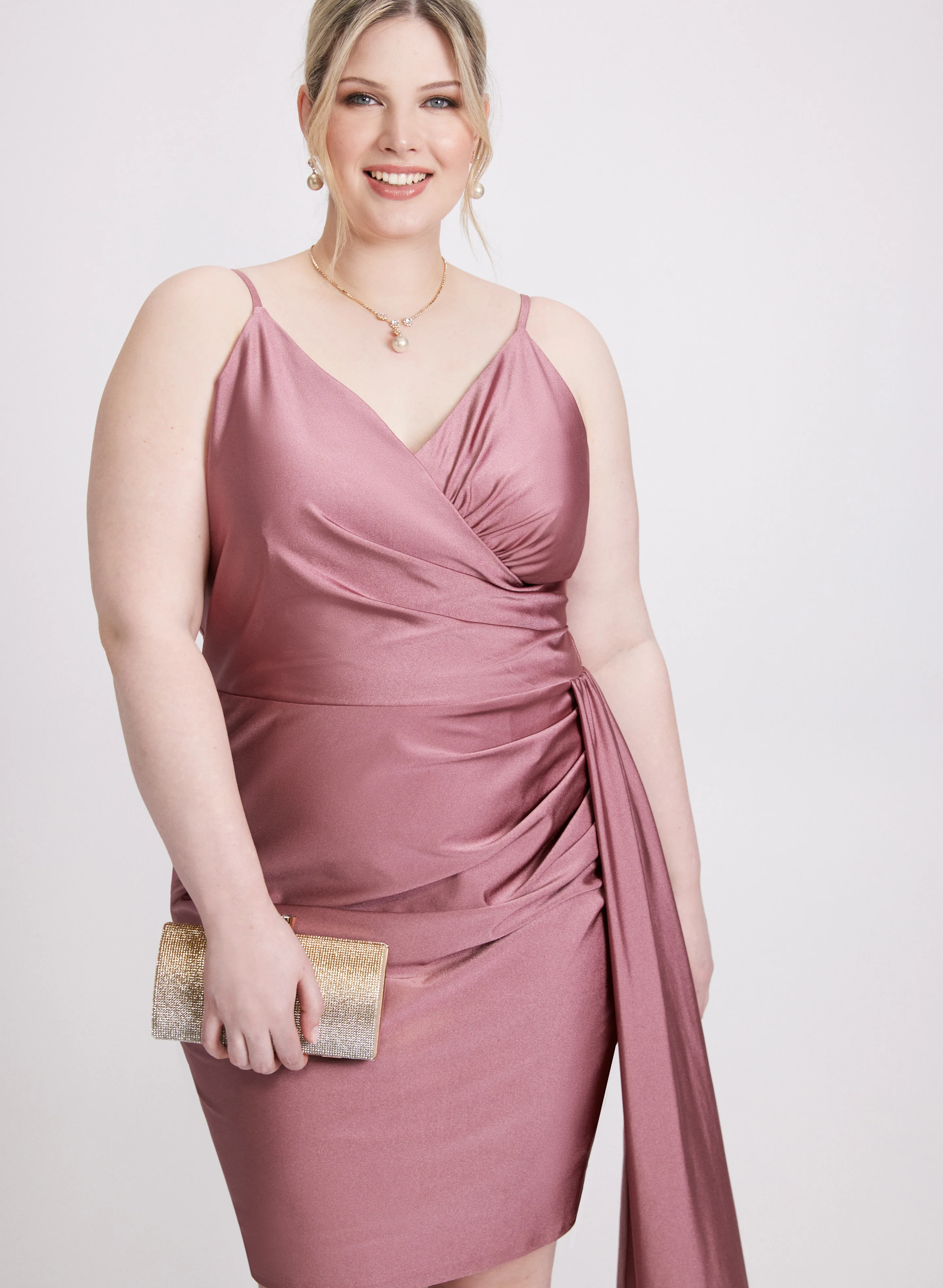 Flounced Front Satin Dress - Image 4