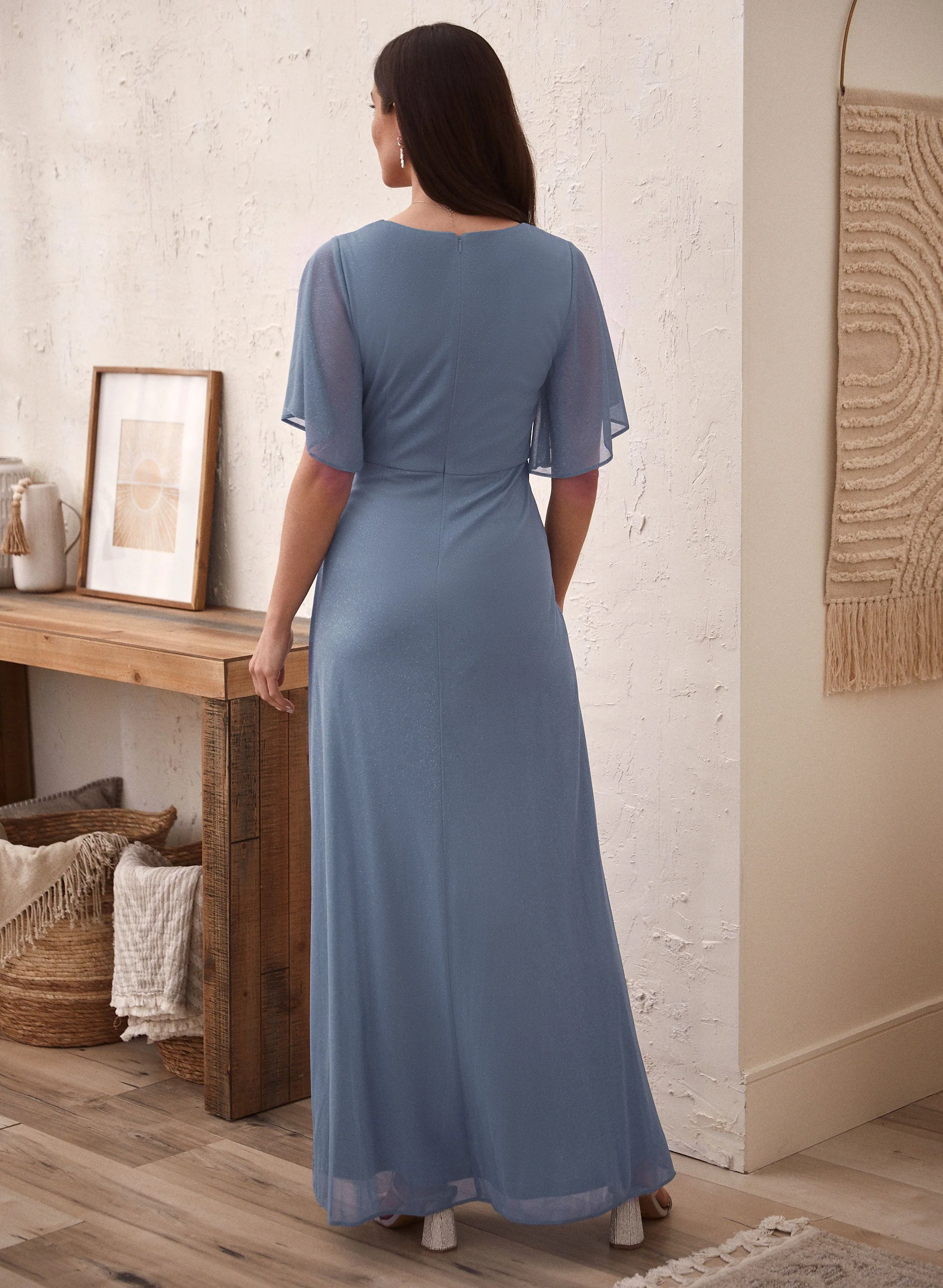 Flutter Sleeve Shirred Detail Dress - Image 3