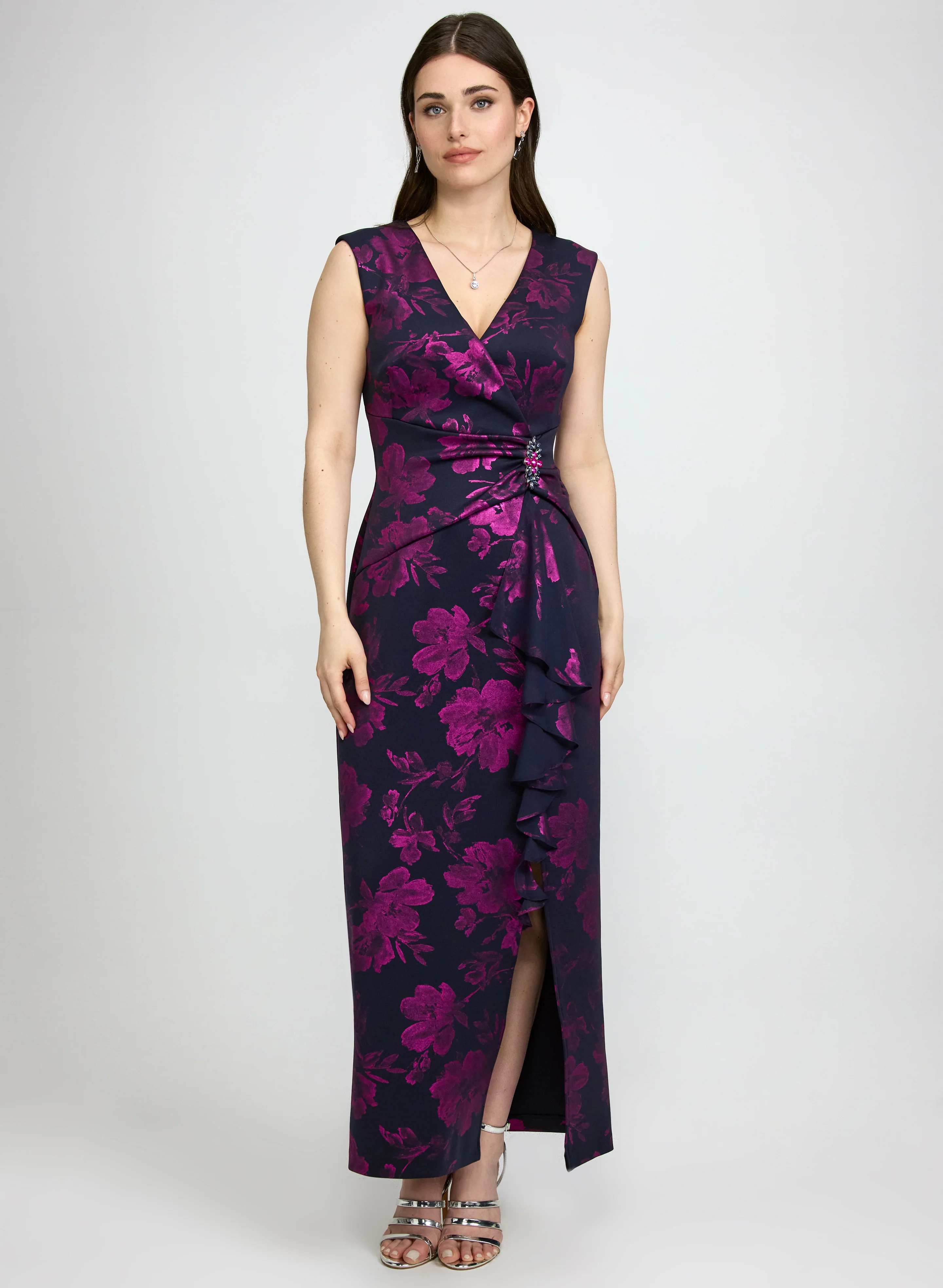 Foil Floral Print Dress
