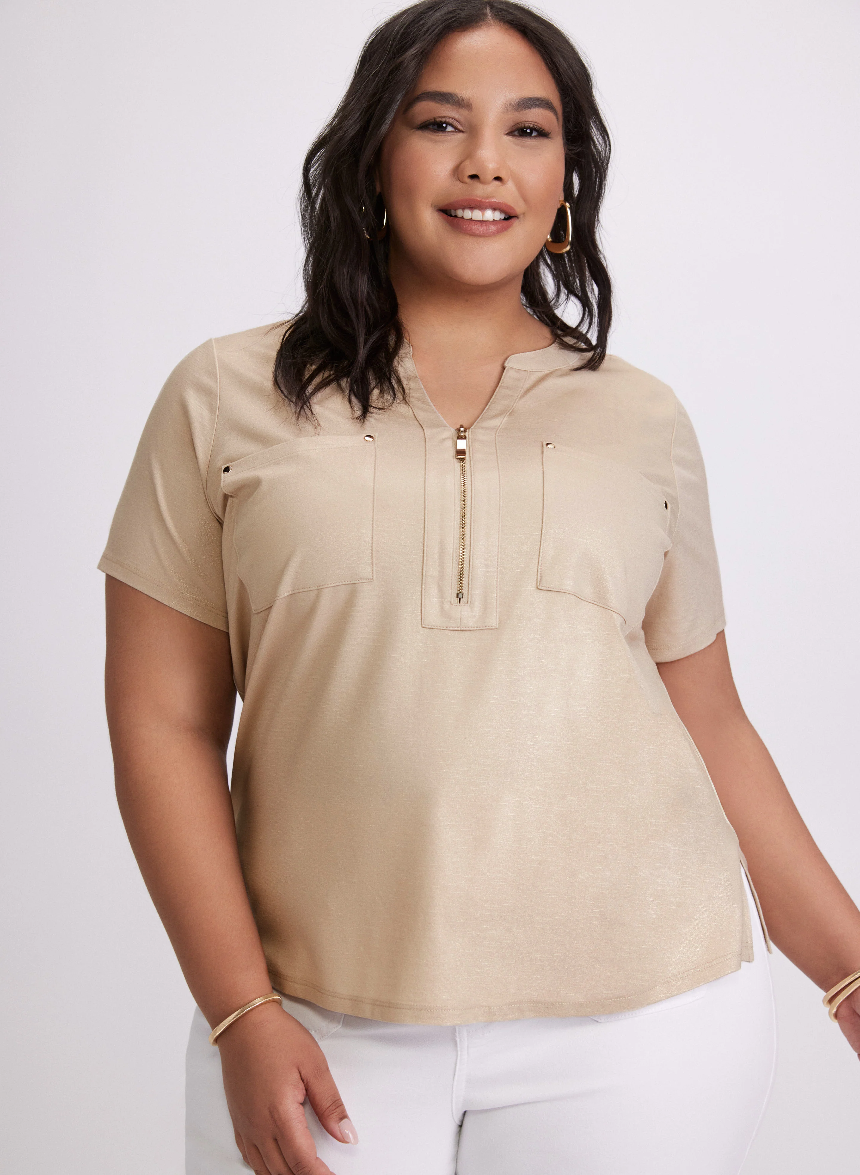 Foil Split V-Neck T-Shirt - Image 2