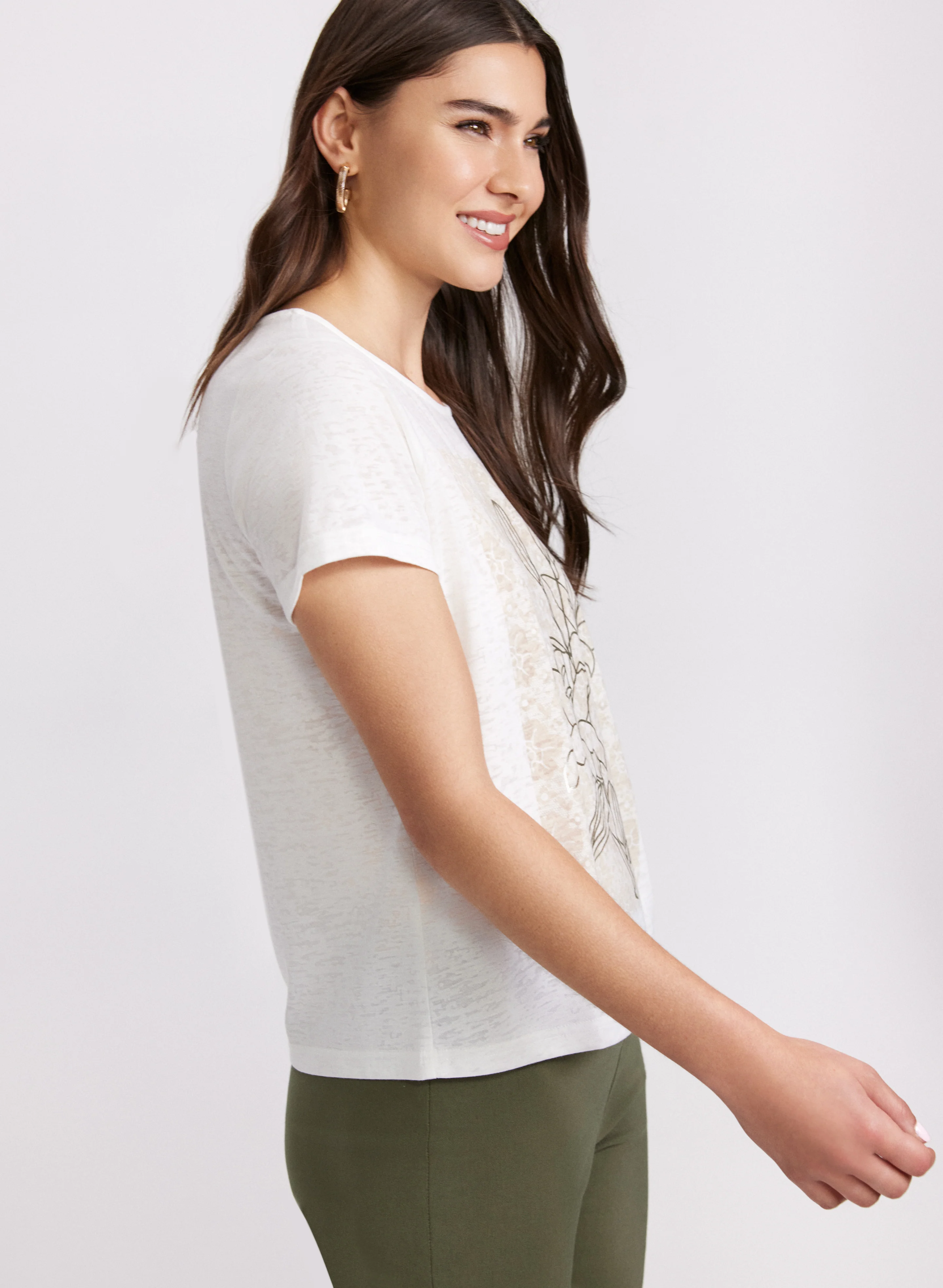 Foiled Floral Print T-Shirt - Image 5