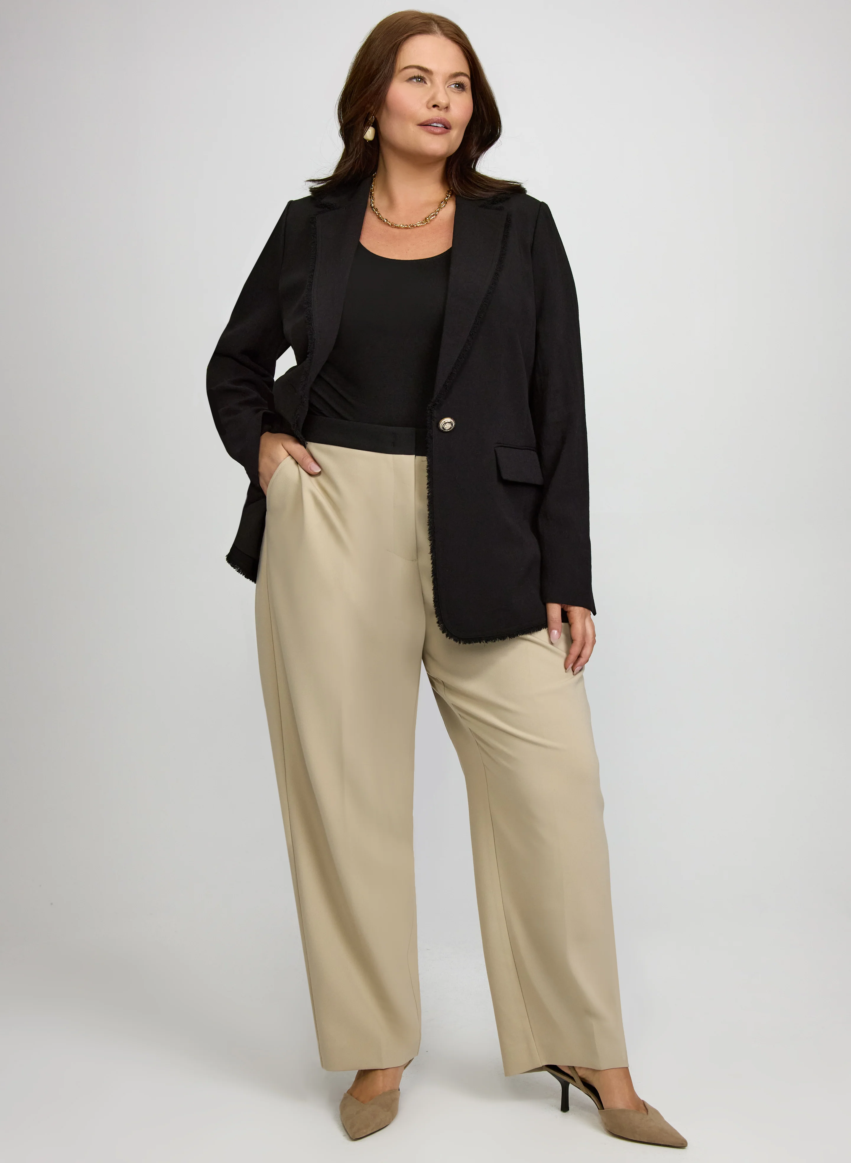 Fringe Detail Blazer & Lily Straight-Leg Pants