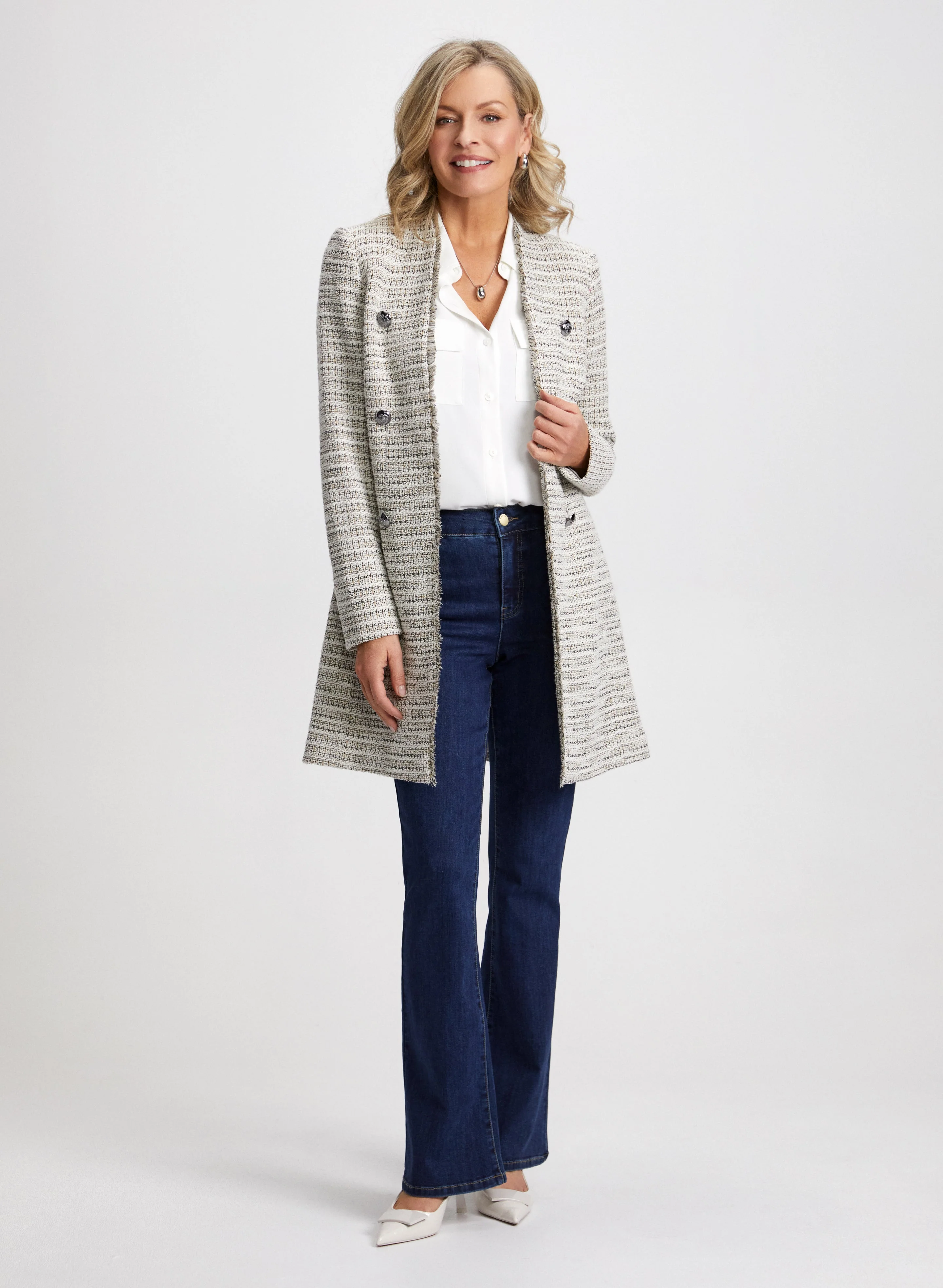 Fringe Trim Jacket & Bootcut Jeans