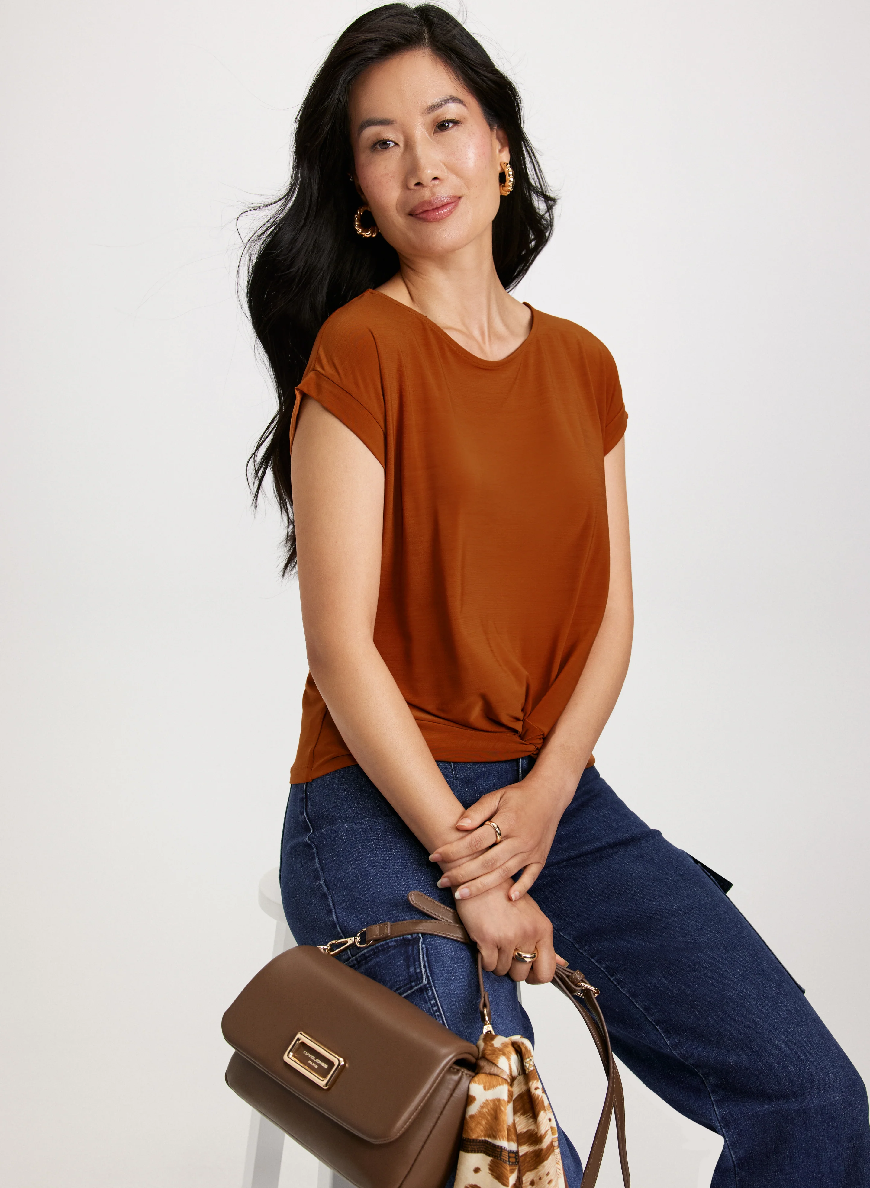Front Knot Drop Shoulder Top - Image 2