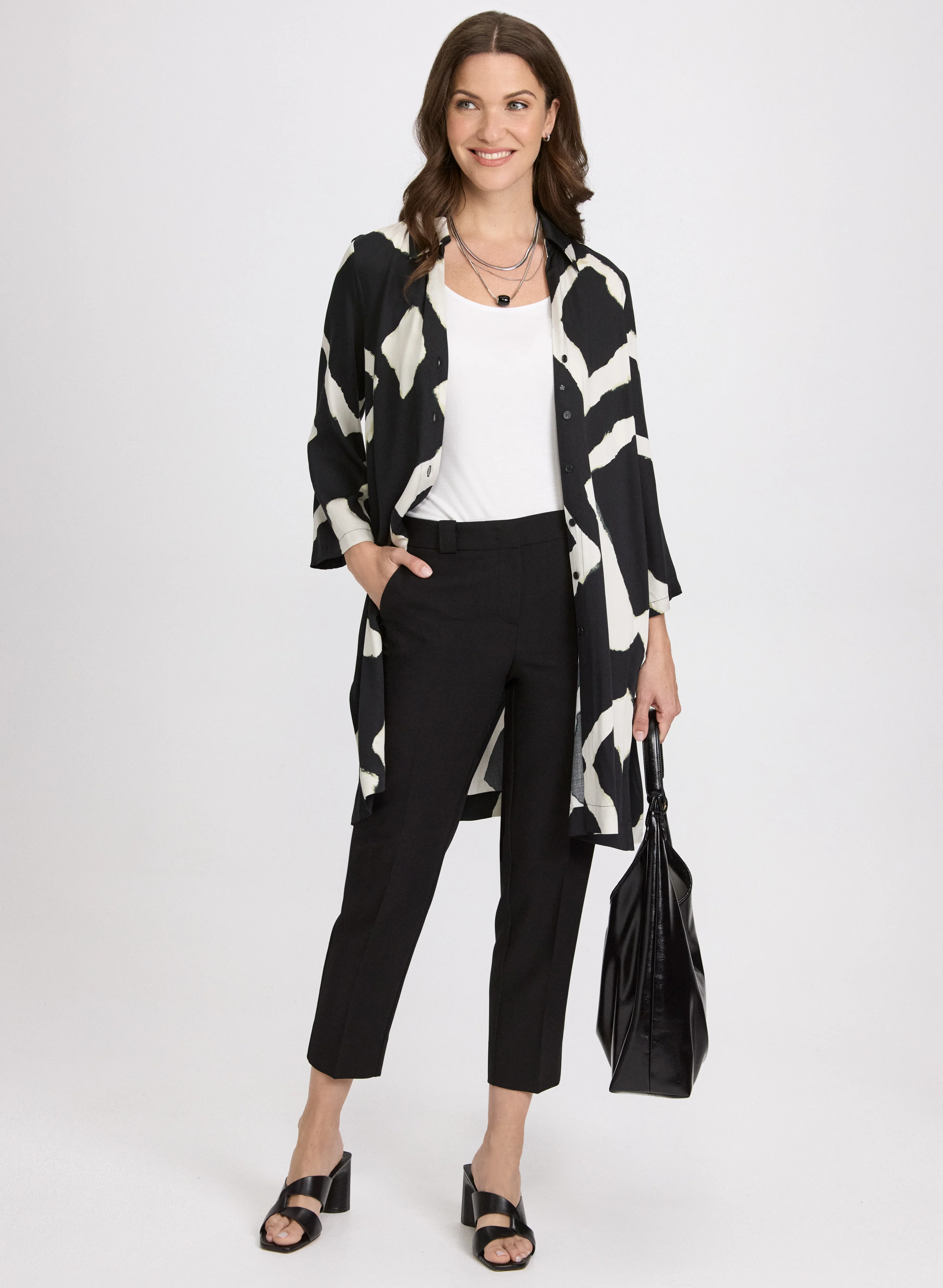 Geometric Button-Down Blouse - Image 2