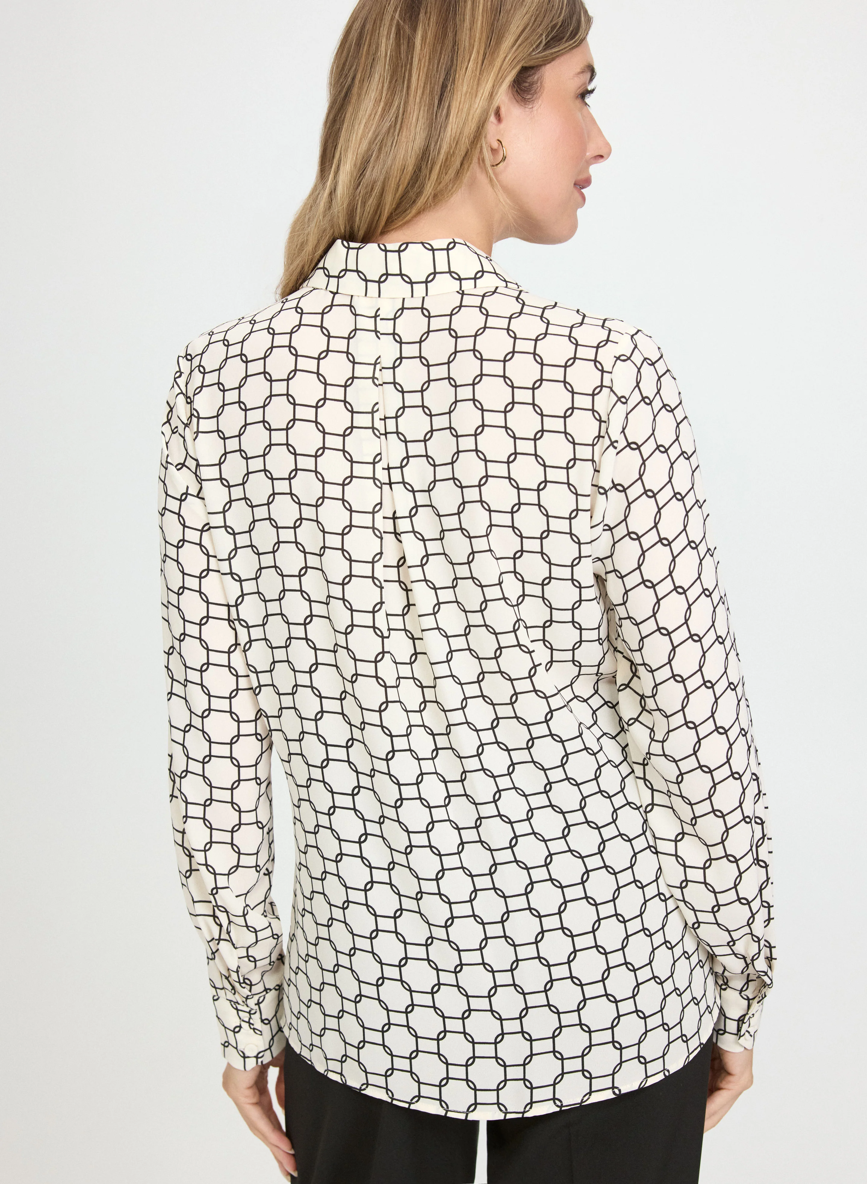 Geometric Button-Down Blouse - Image 4